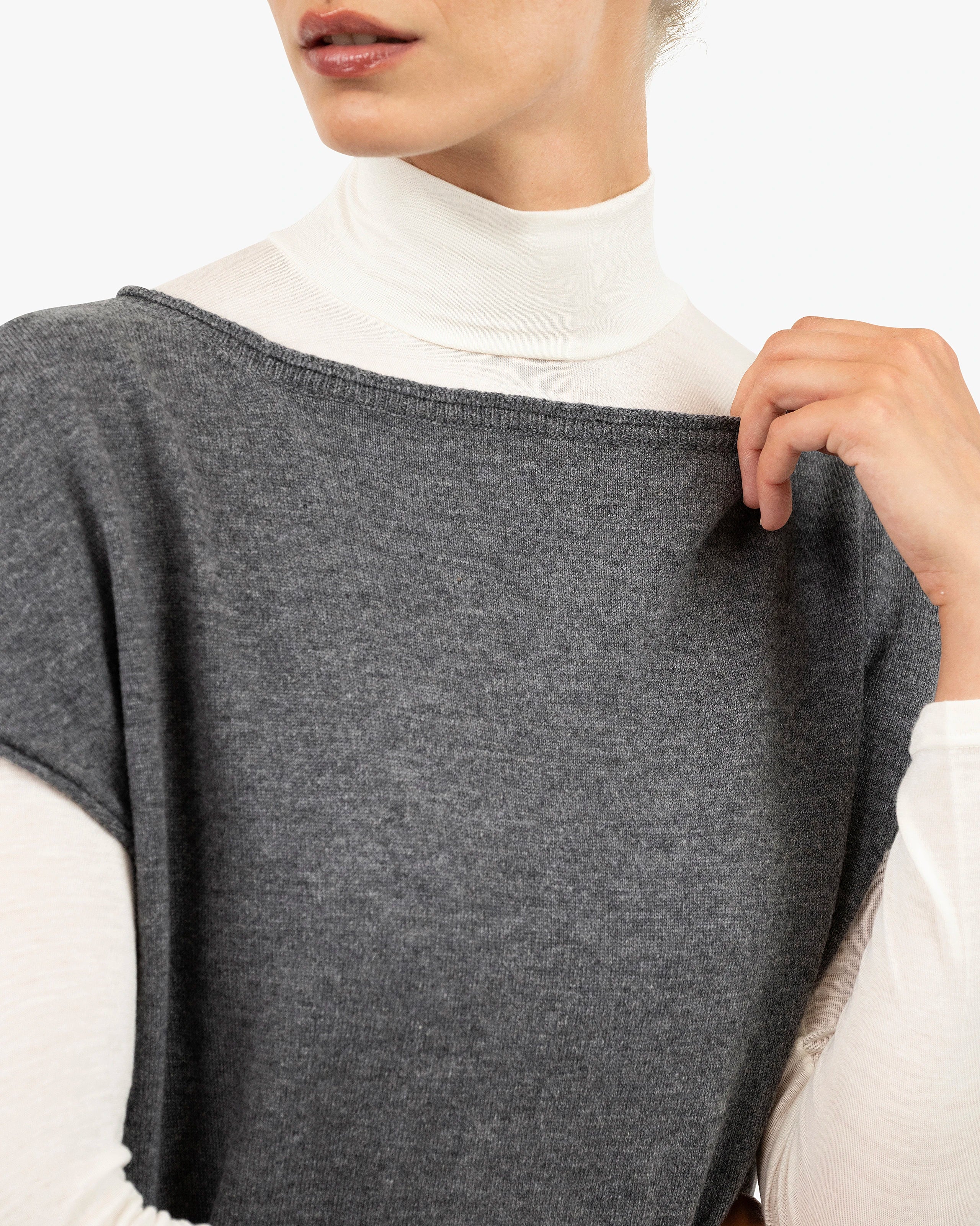 Siena Top Sweater - Medium Grey Merino / Cashmere