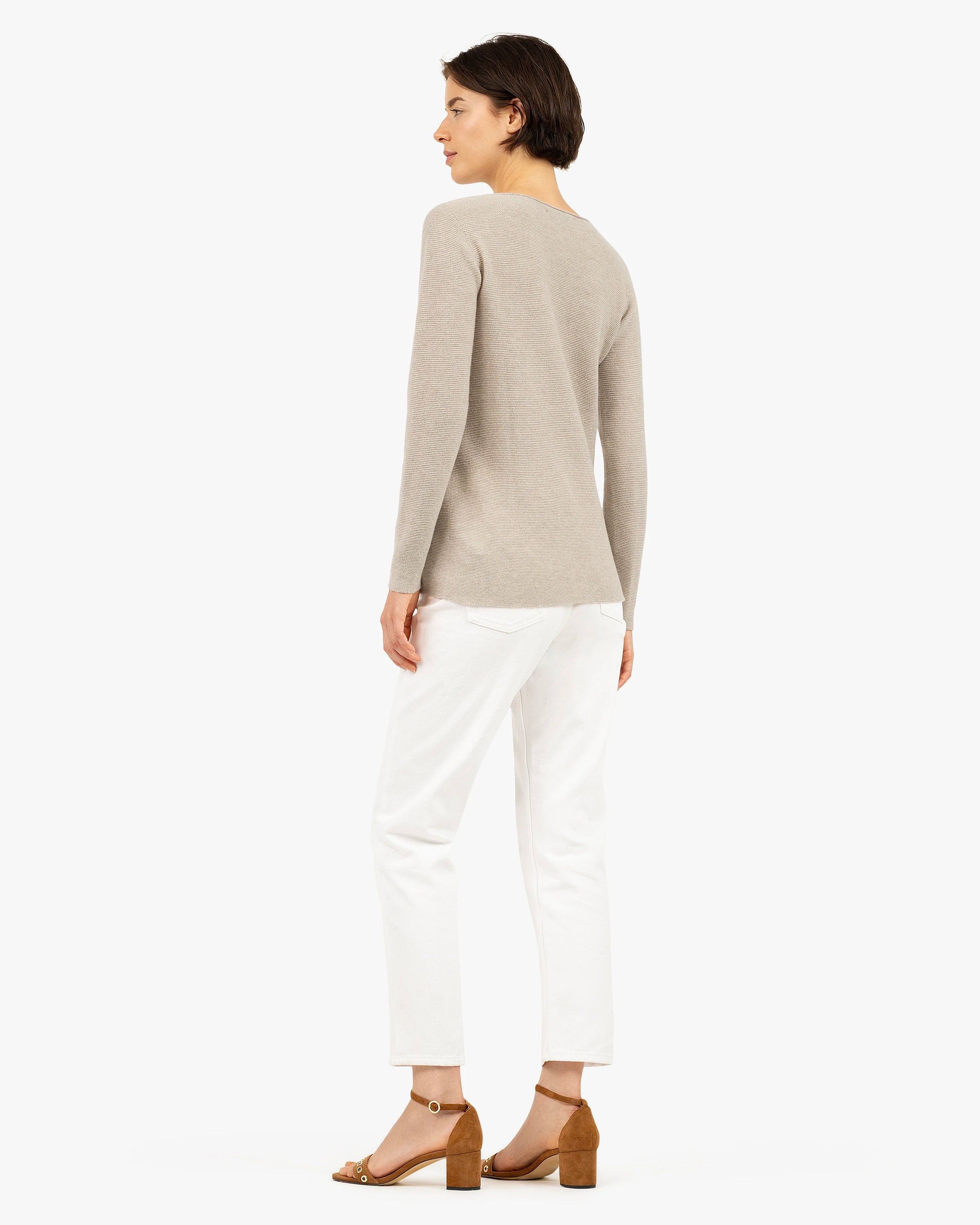 Soffio Boat Neck Sweater - Beige Cashmere