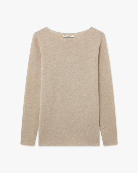 Soffio Boat Neck Sweater - Beige Cashmere