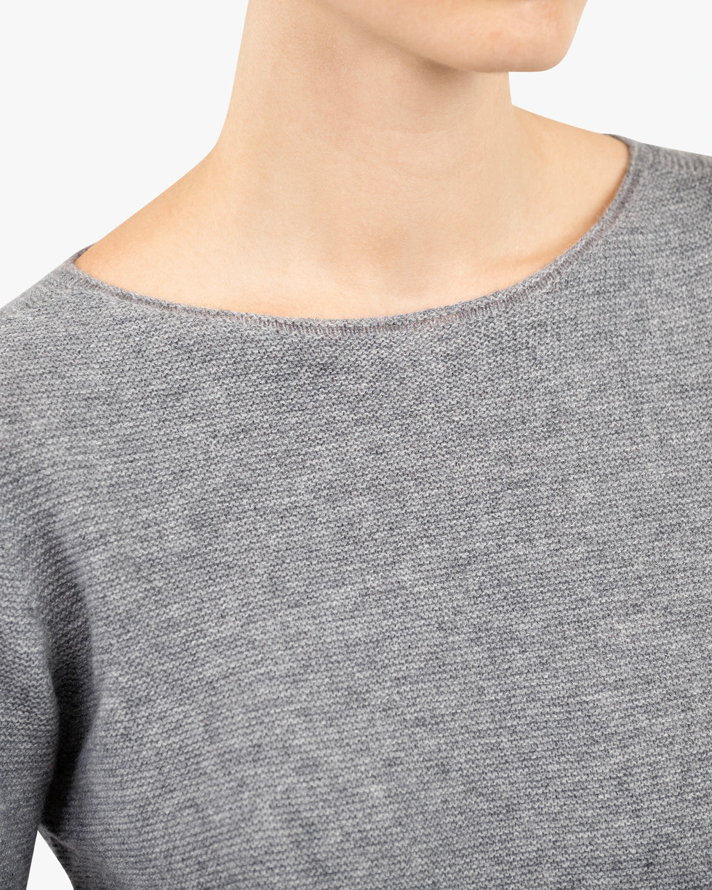 Soffio Boat Neck Sweater - Medium Grey Cashmere