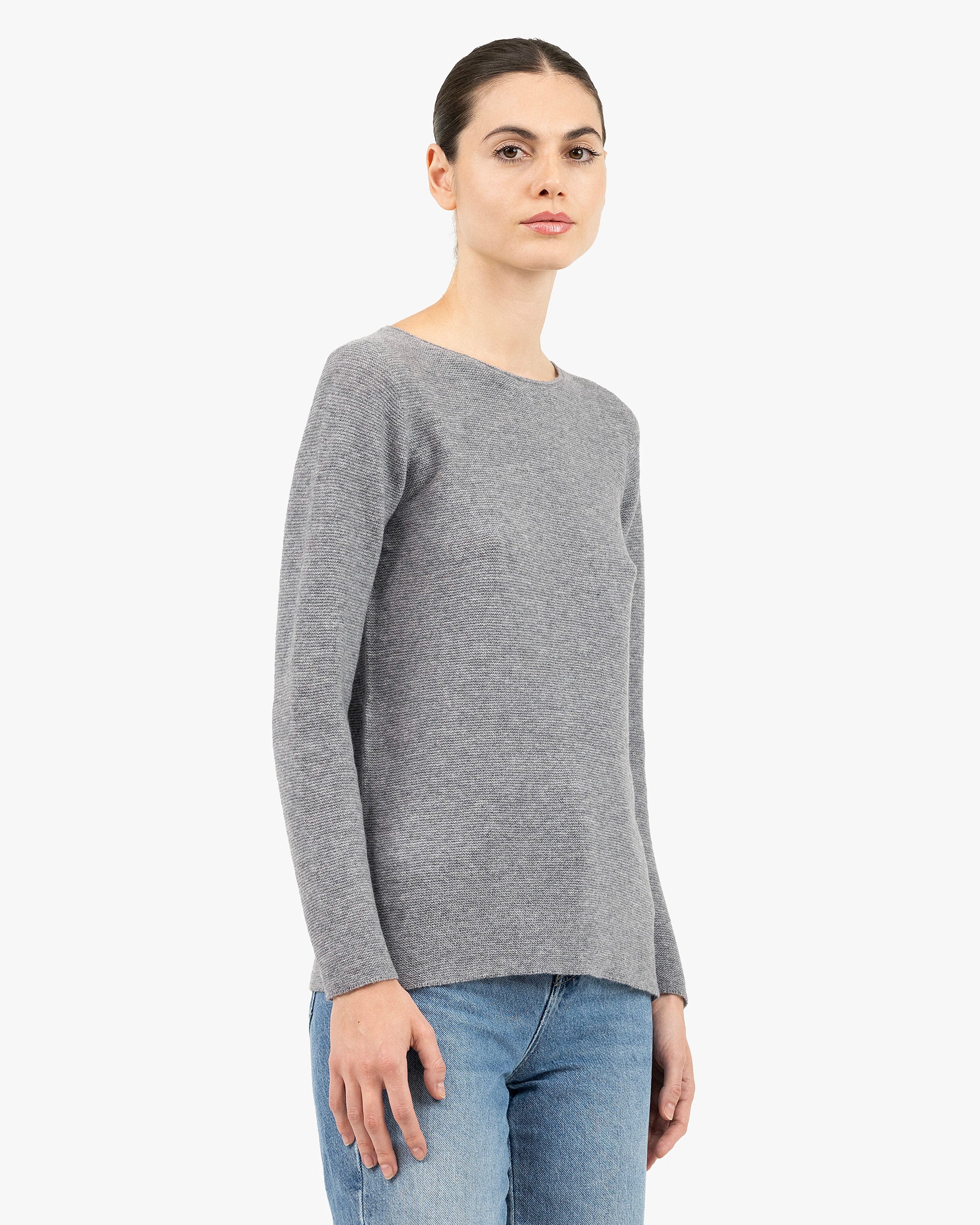 Soffio Boat Neck Sweater - Medium Grey Cashmere