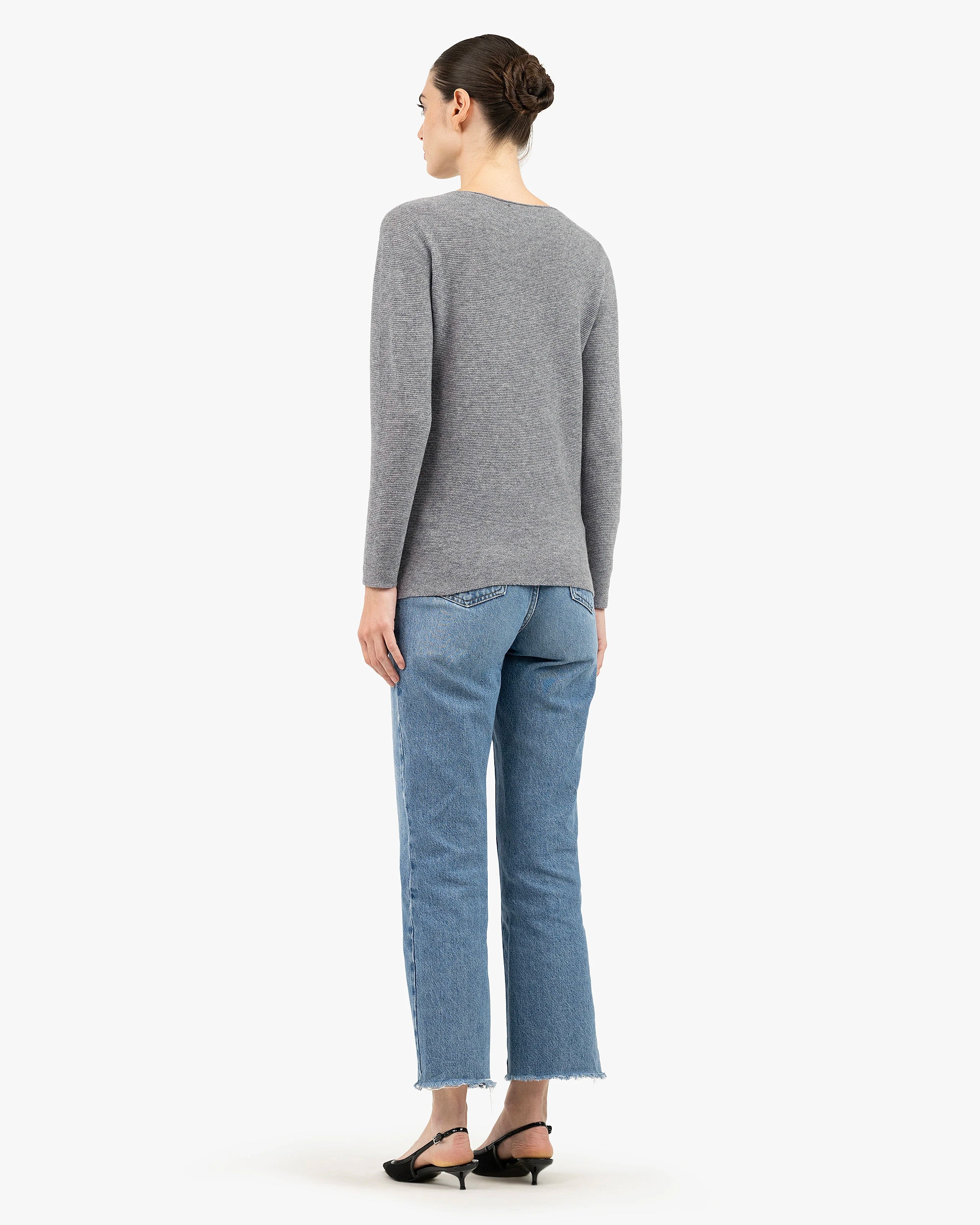 Soffio Boat Neck Sweater - Medium Grey Cashmere