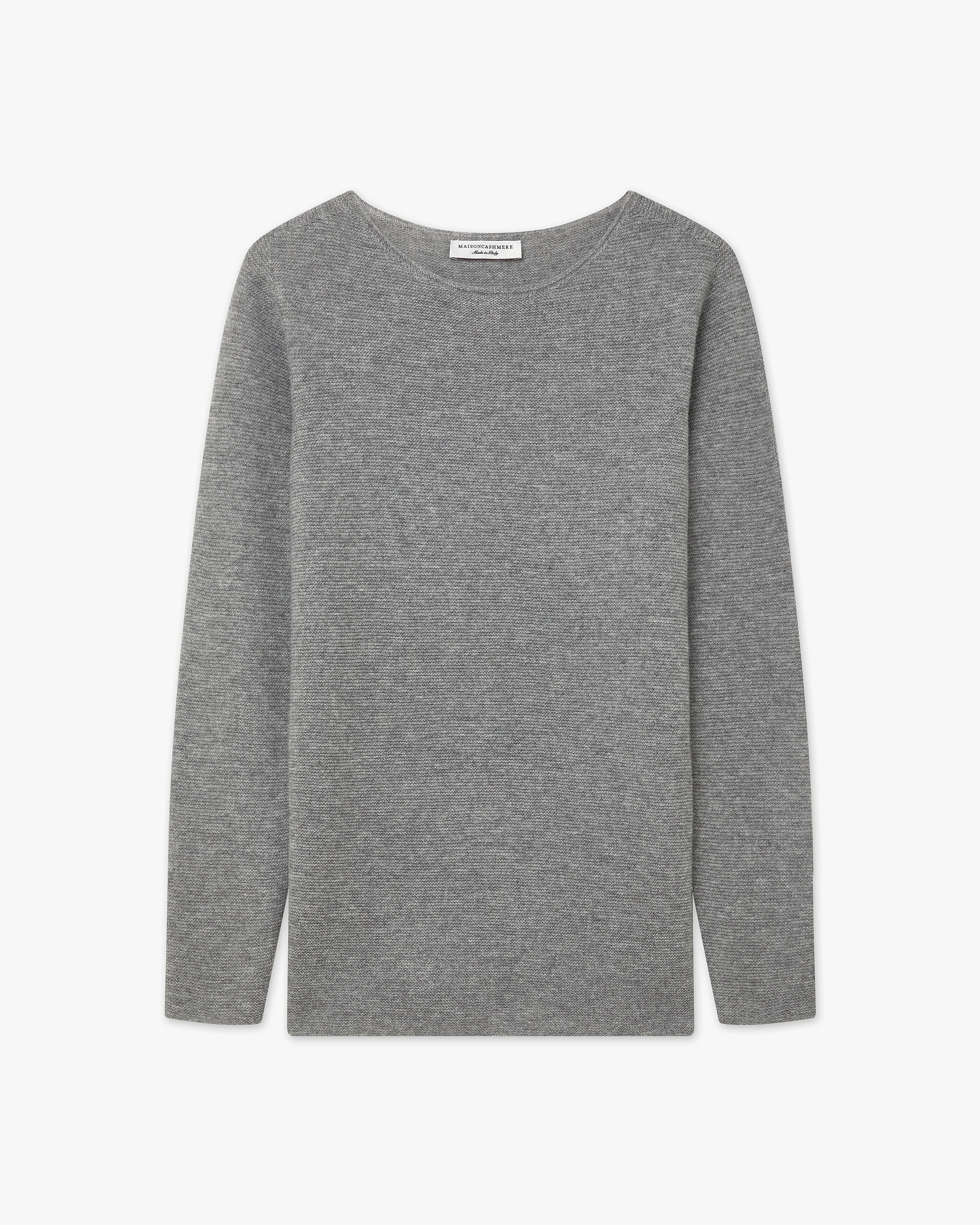 Soffio Boat Neck Sweater - Medium Grey Cashmere
