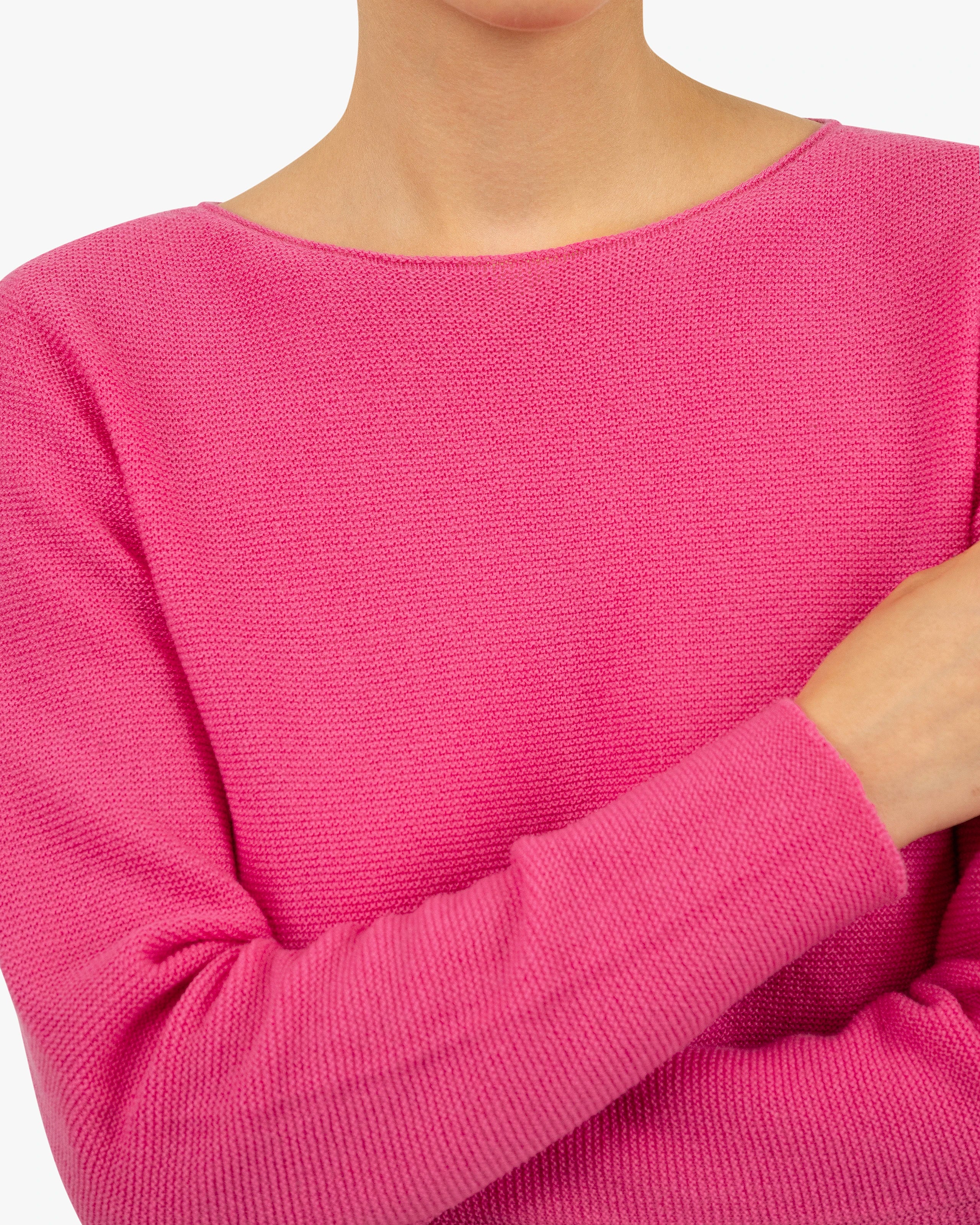 Soffio Boat Neck Sweater - Fuchsia Cashmere