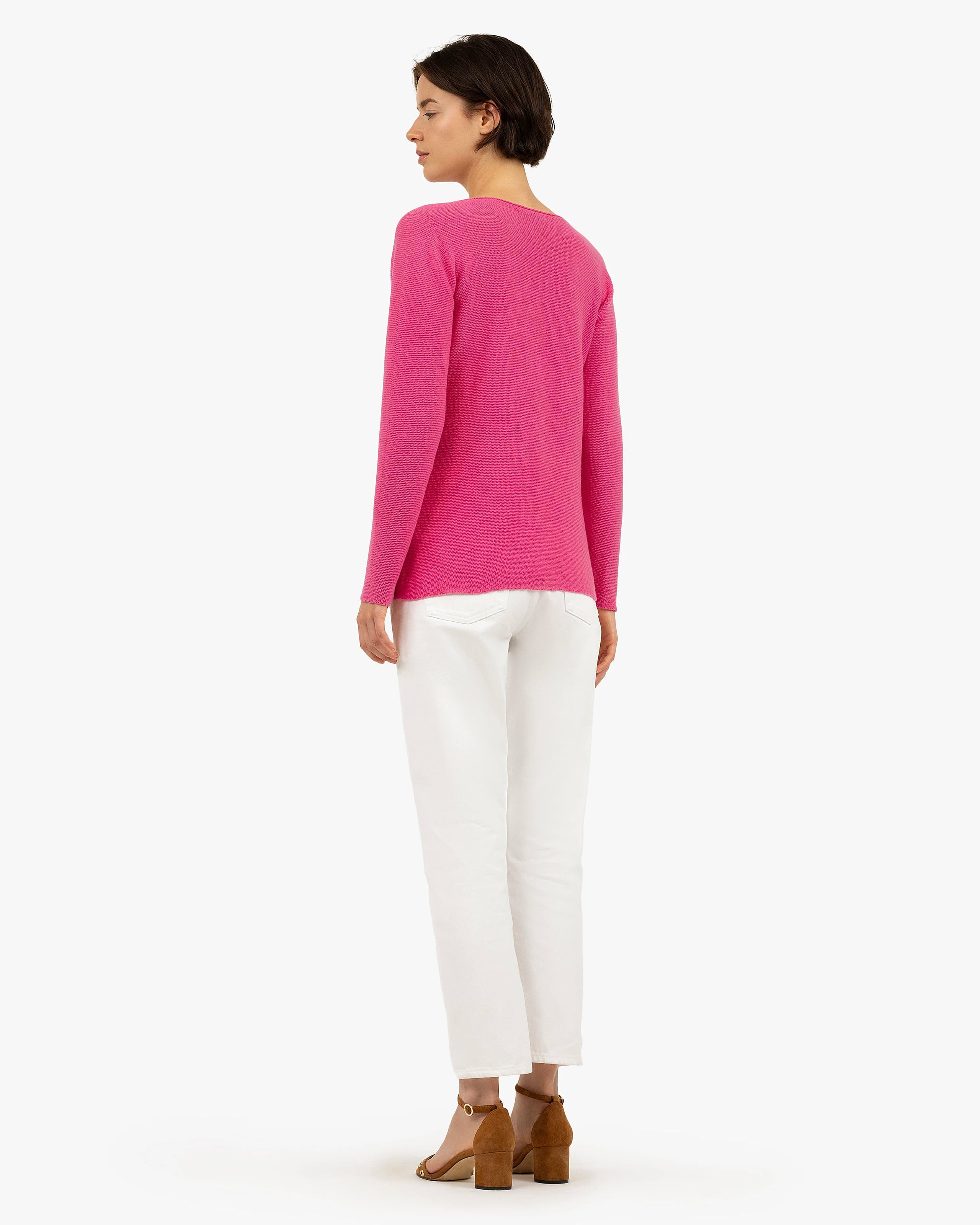 Soffio Boat Neck Sweater - Fuchsia Cashmere