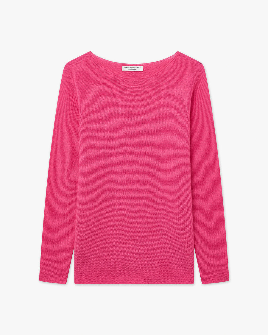 Soffio Boat Neck Sweater - Fuchsia Cashmere