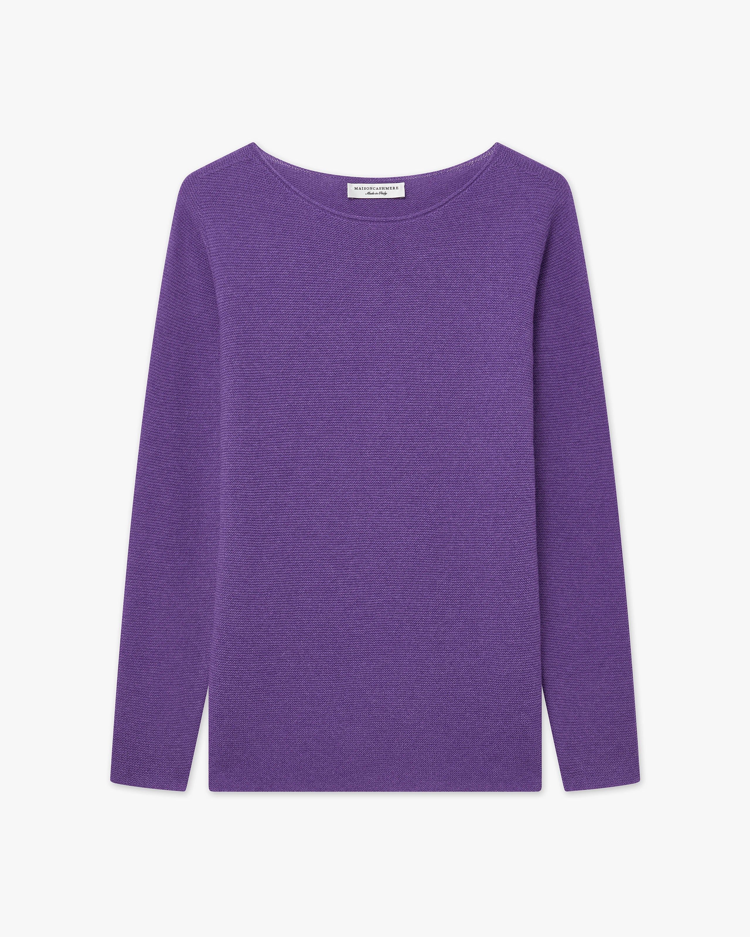 Soffio Boat Neck Sweater - Purple Cashmere