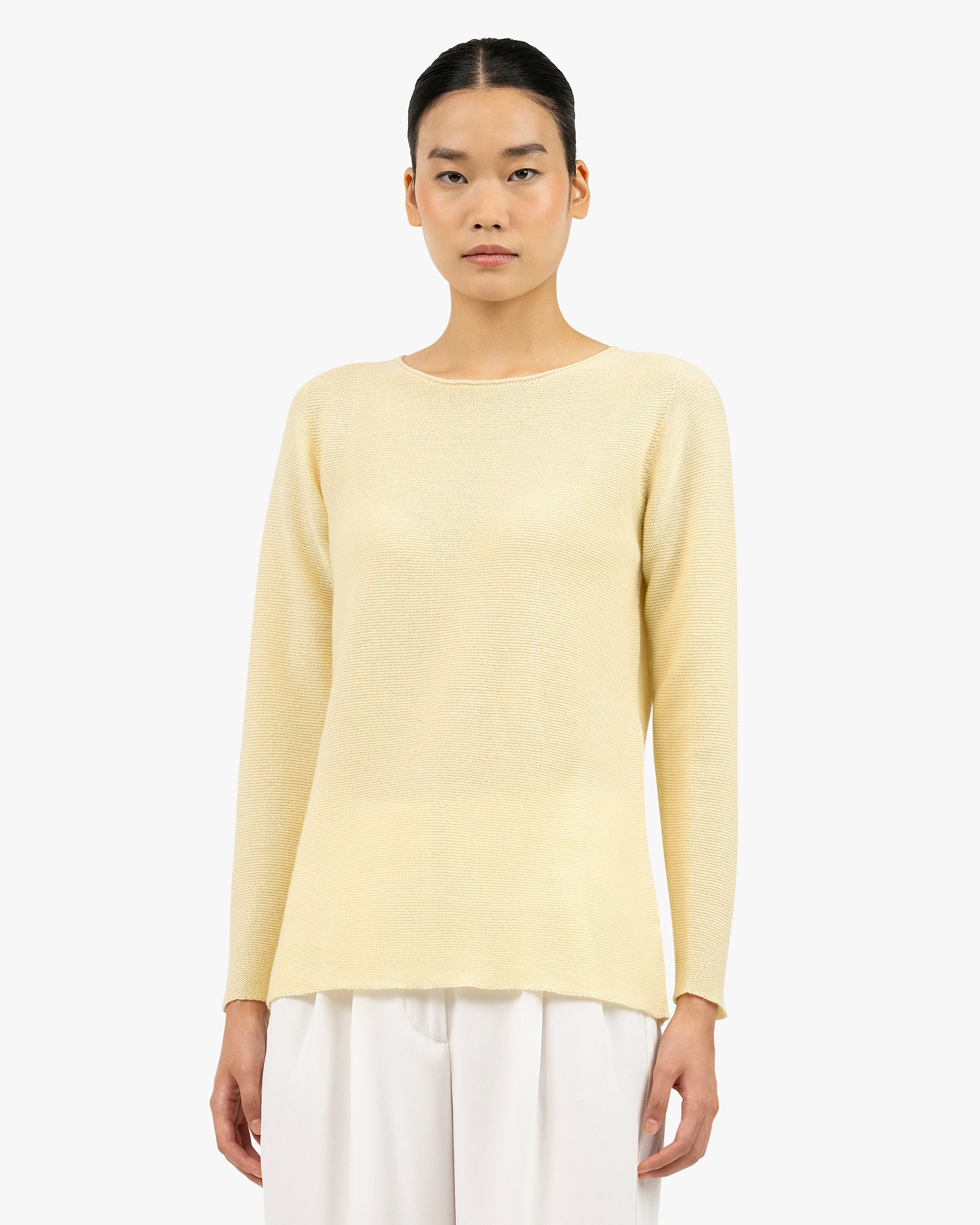 Women's Soffio Cashmere Boat Neck Sweater - Yellow | MaisonCashmere