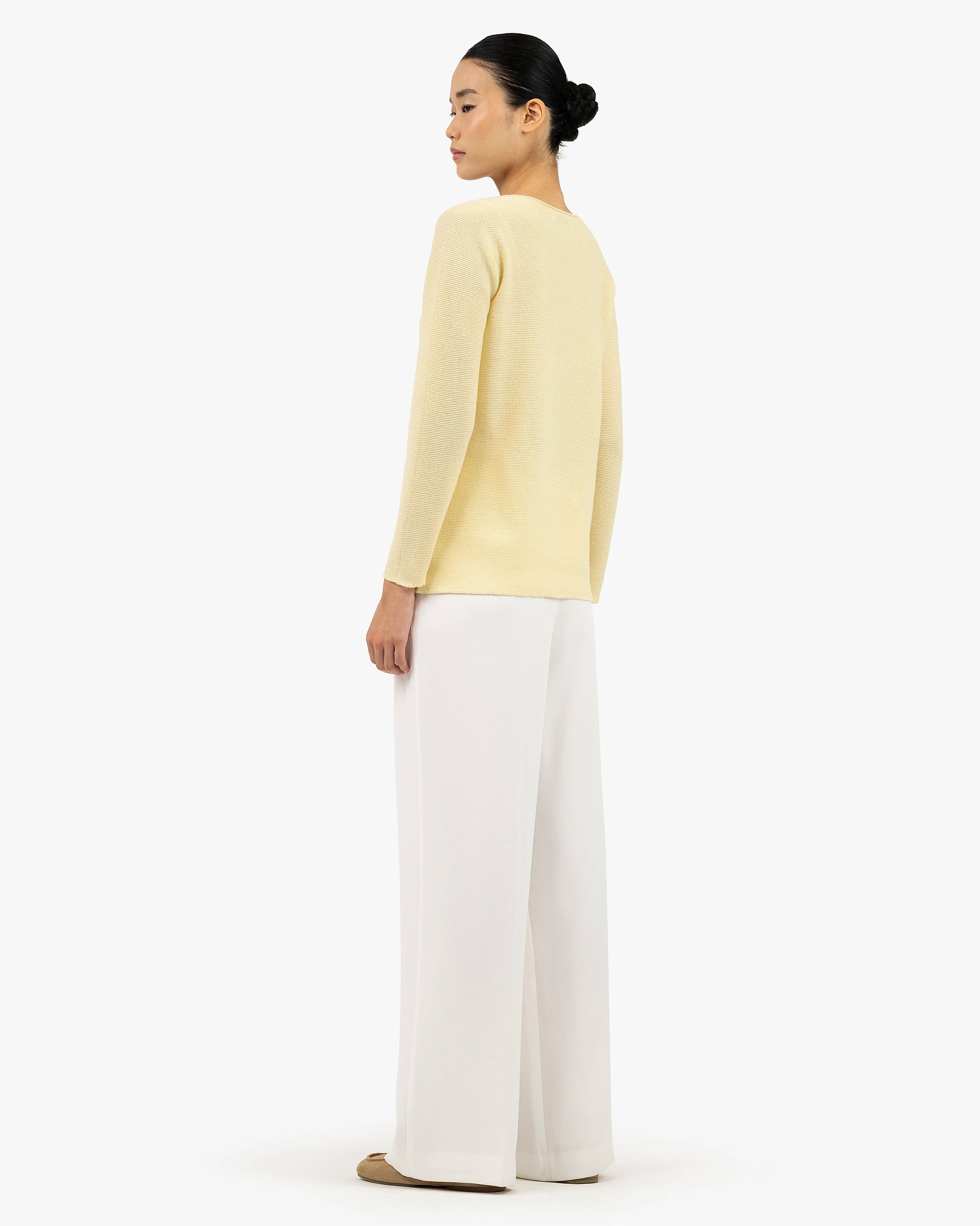 Soffio Boat Neck Sweater - Yellow Cashmere