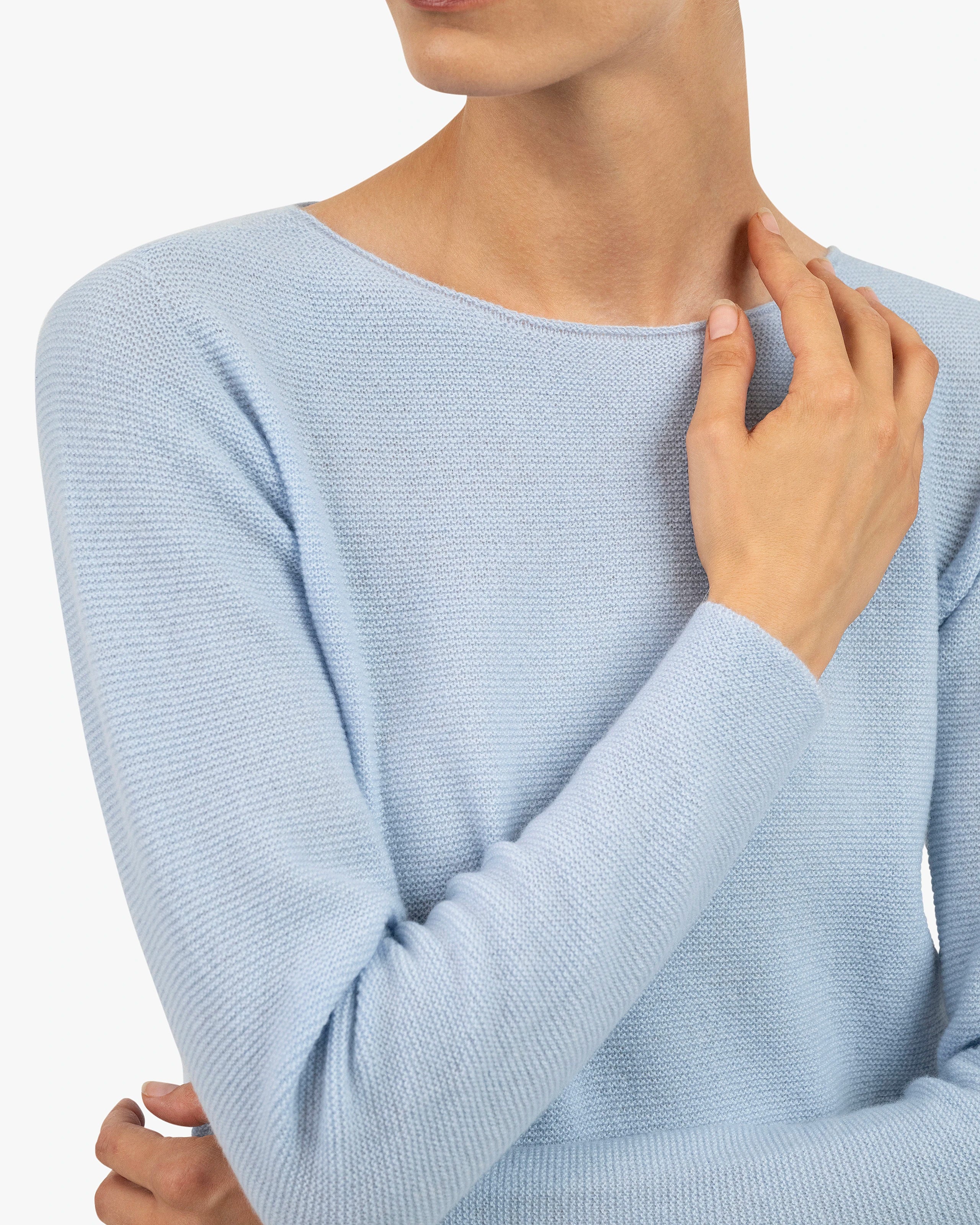 Soffio Boat Neck Sweater - Light Blue Cashmere