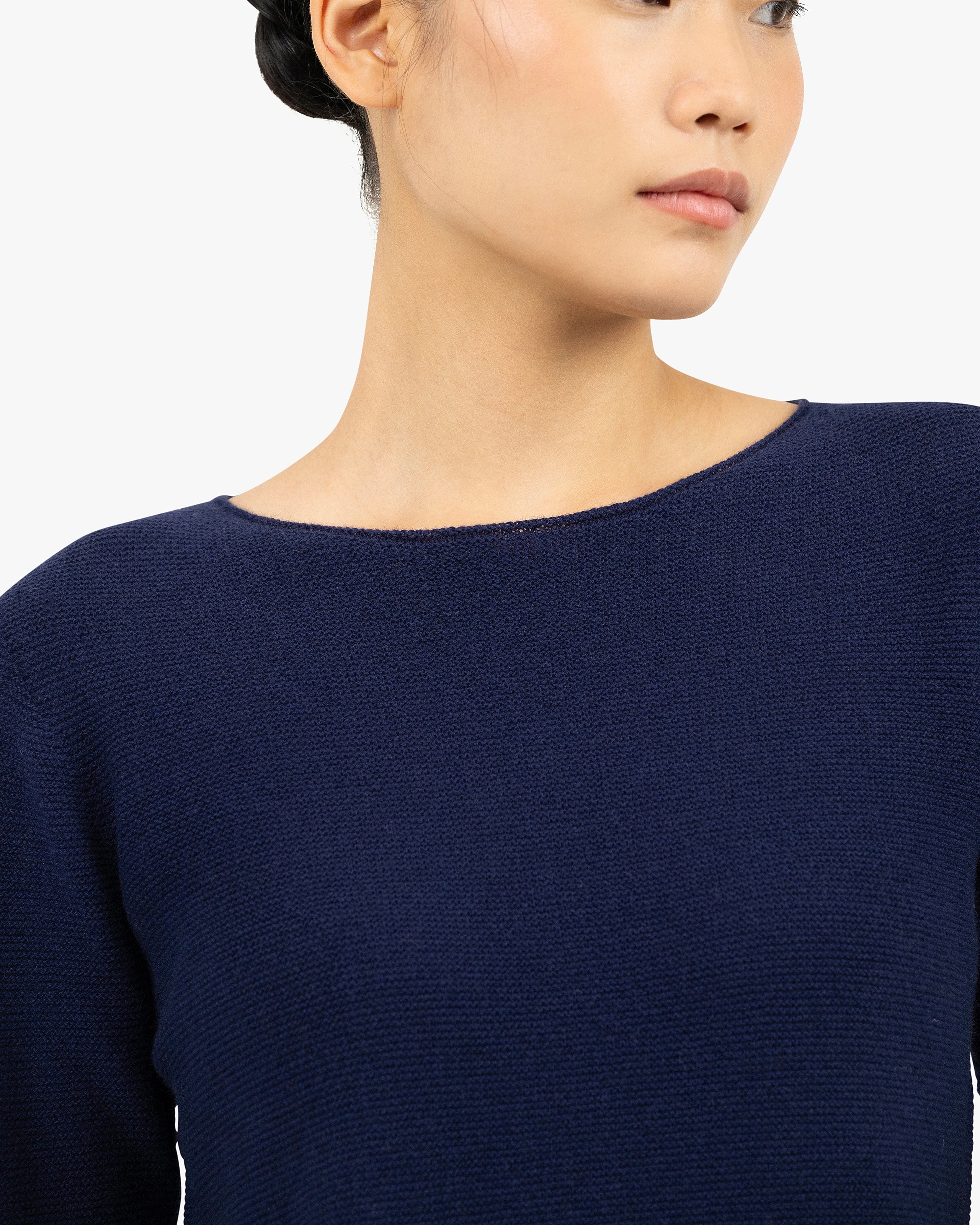 Soffio Boat Neck Sweater - Blue Cashmere