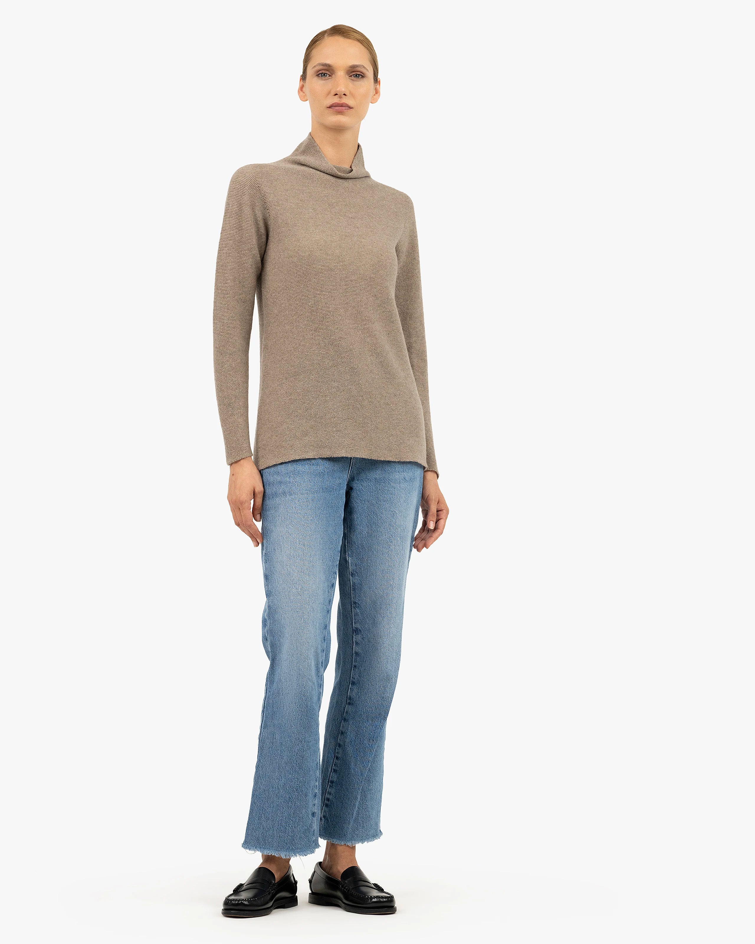 Soffio Mock Neck Sweater - Taupe Cashmere