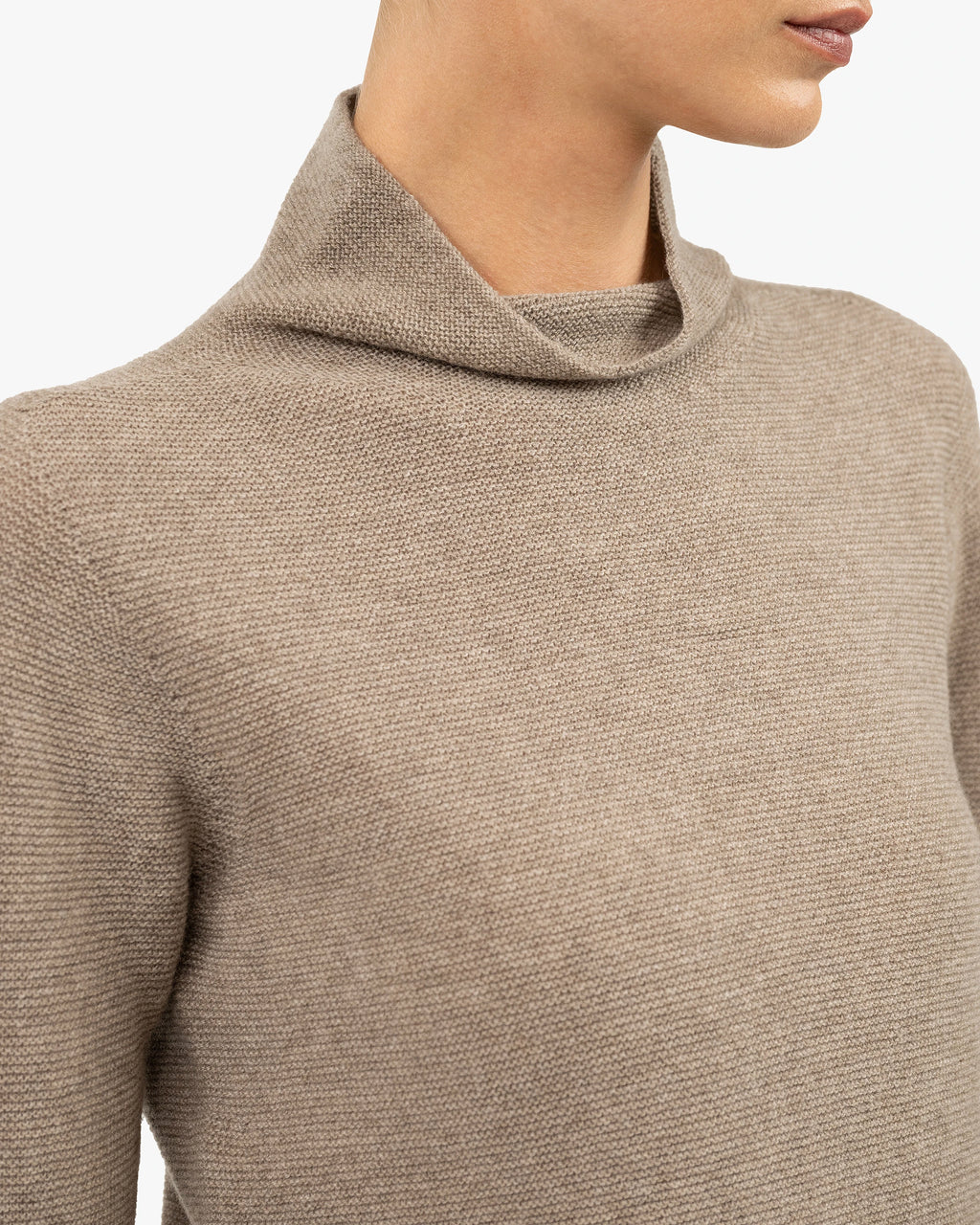 Soffio Mock Neck Sweater - Taupe Cashmere