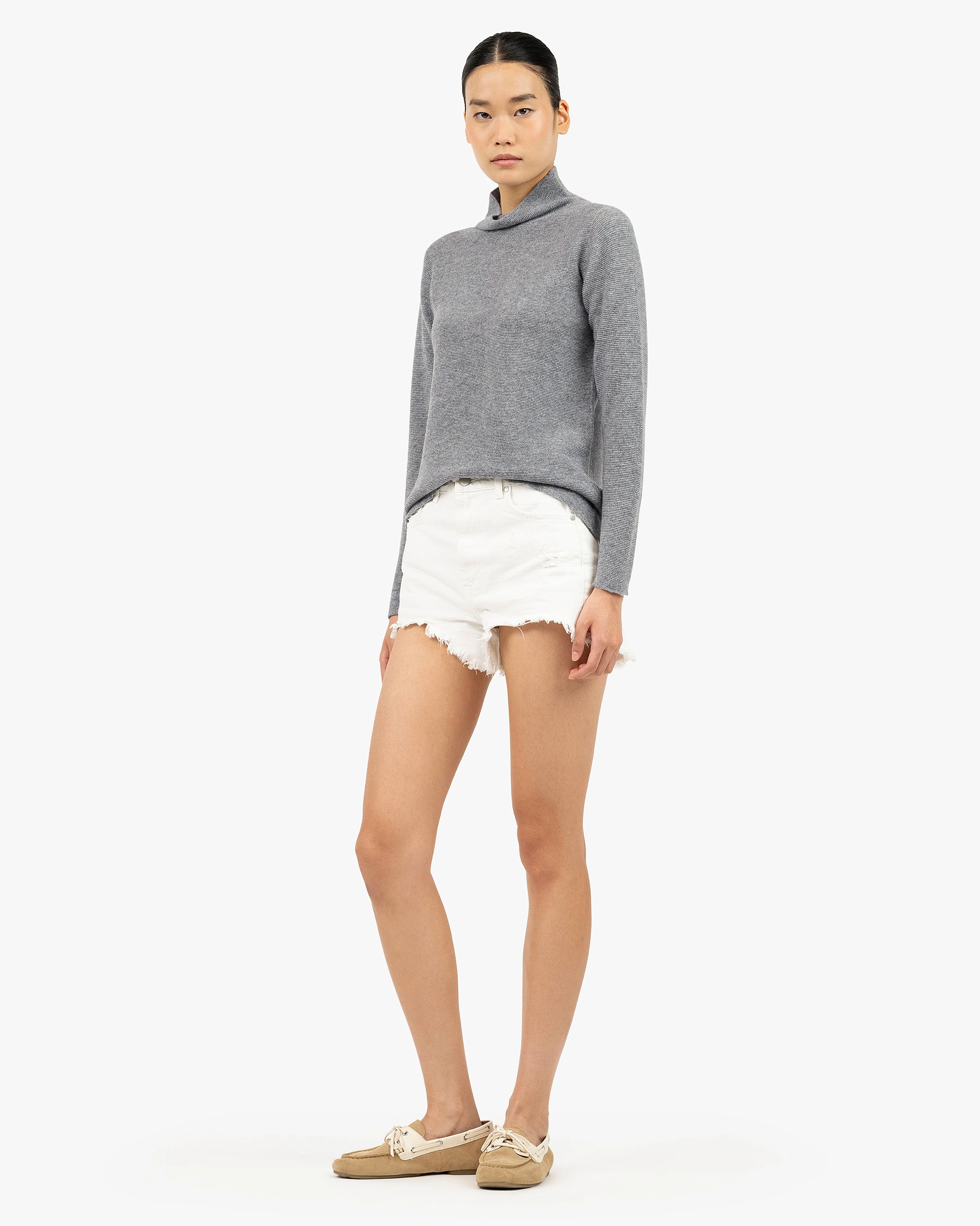 Soffio Mock Neck Sweater - Medium Grey Cashmere