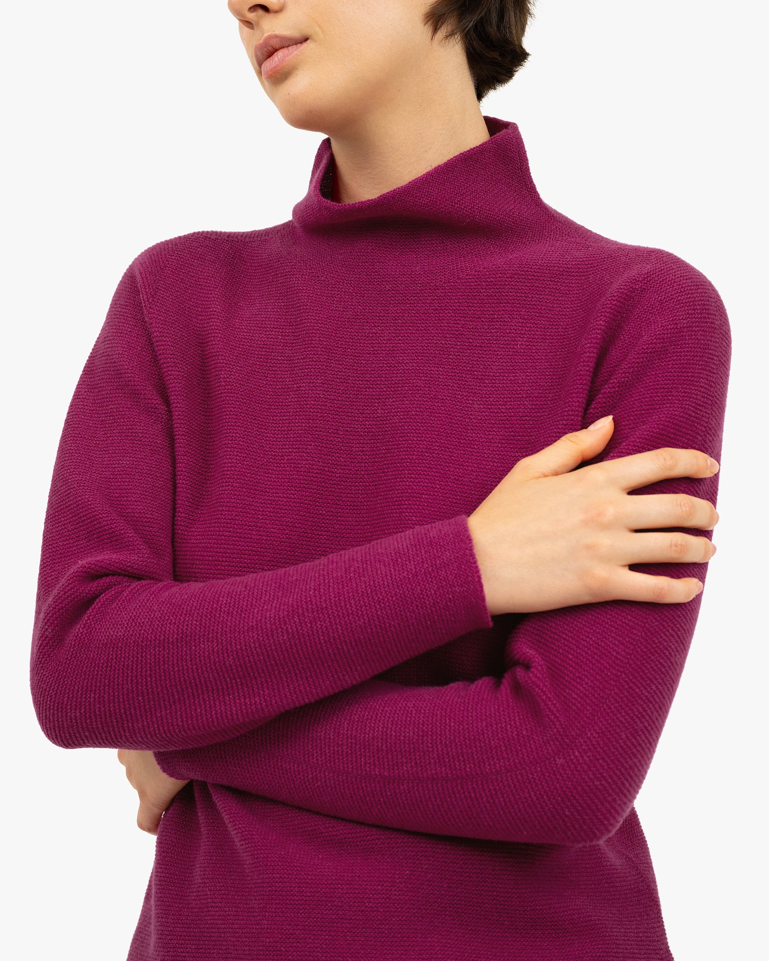 Soffio Mock Neck Sweater - Magenta Cashmere