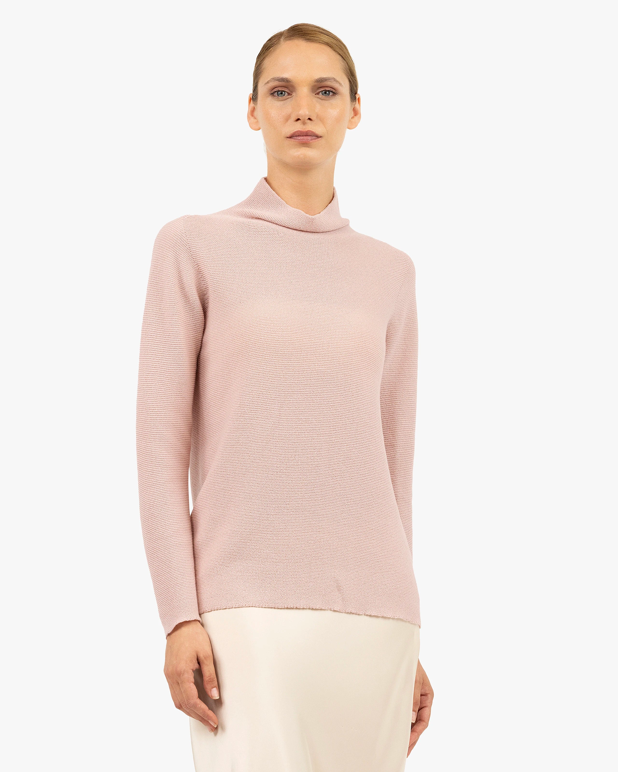 Soffio Mock Neck Sweater - Rose Cashmere