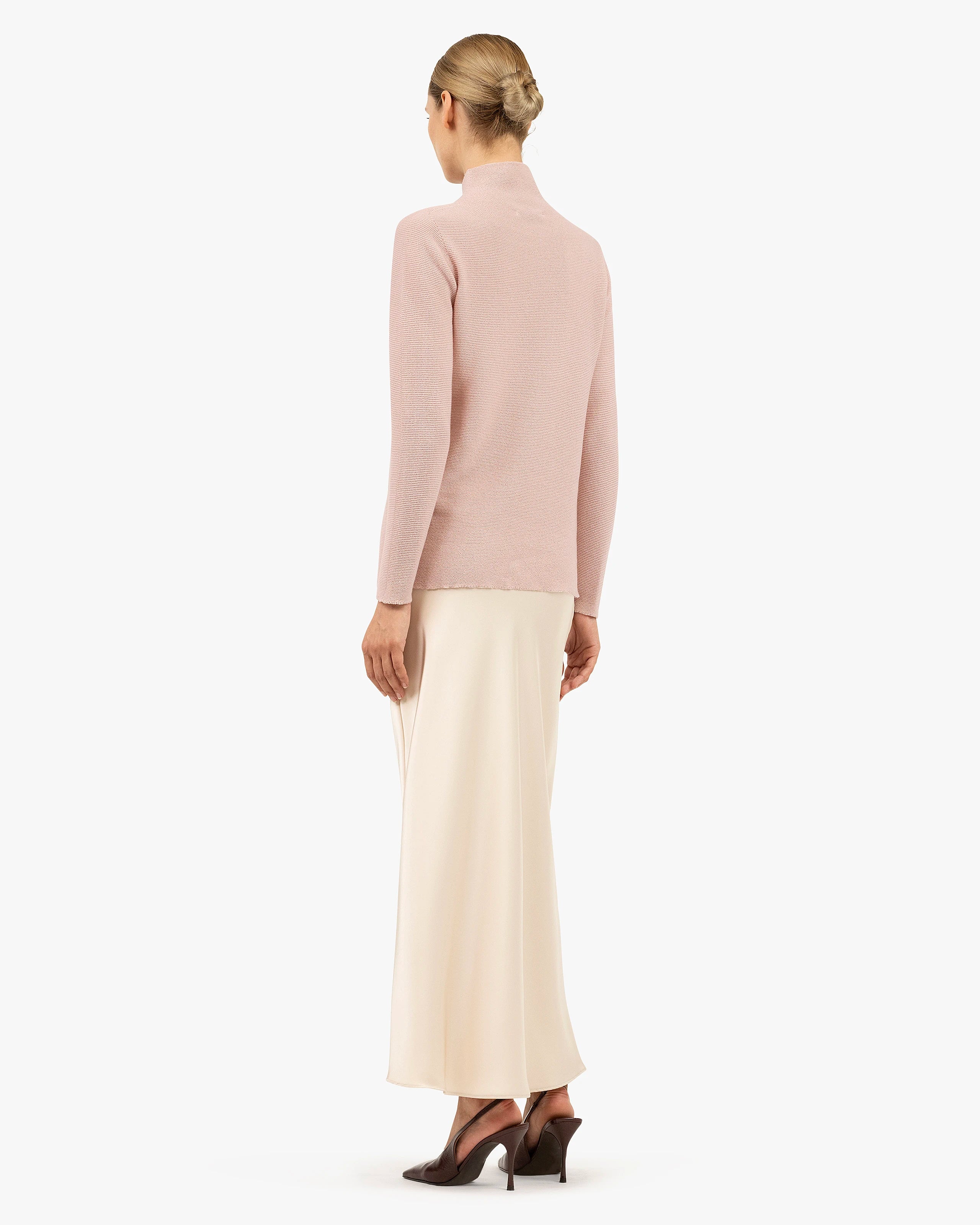 Soffio Mock Neck Sweater - Rose Cashmere