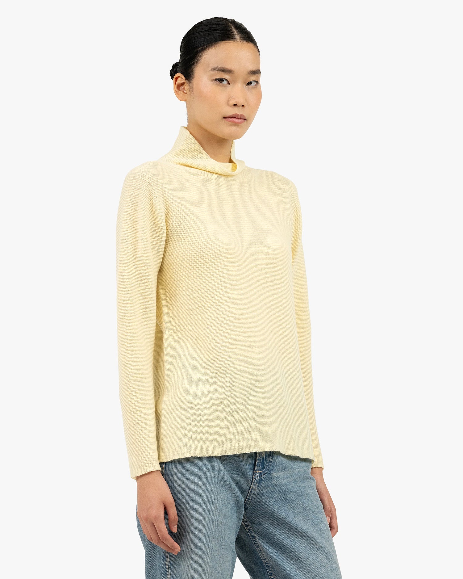 Soffio Mock Neck Sweater - Yellow Cashmere