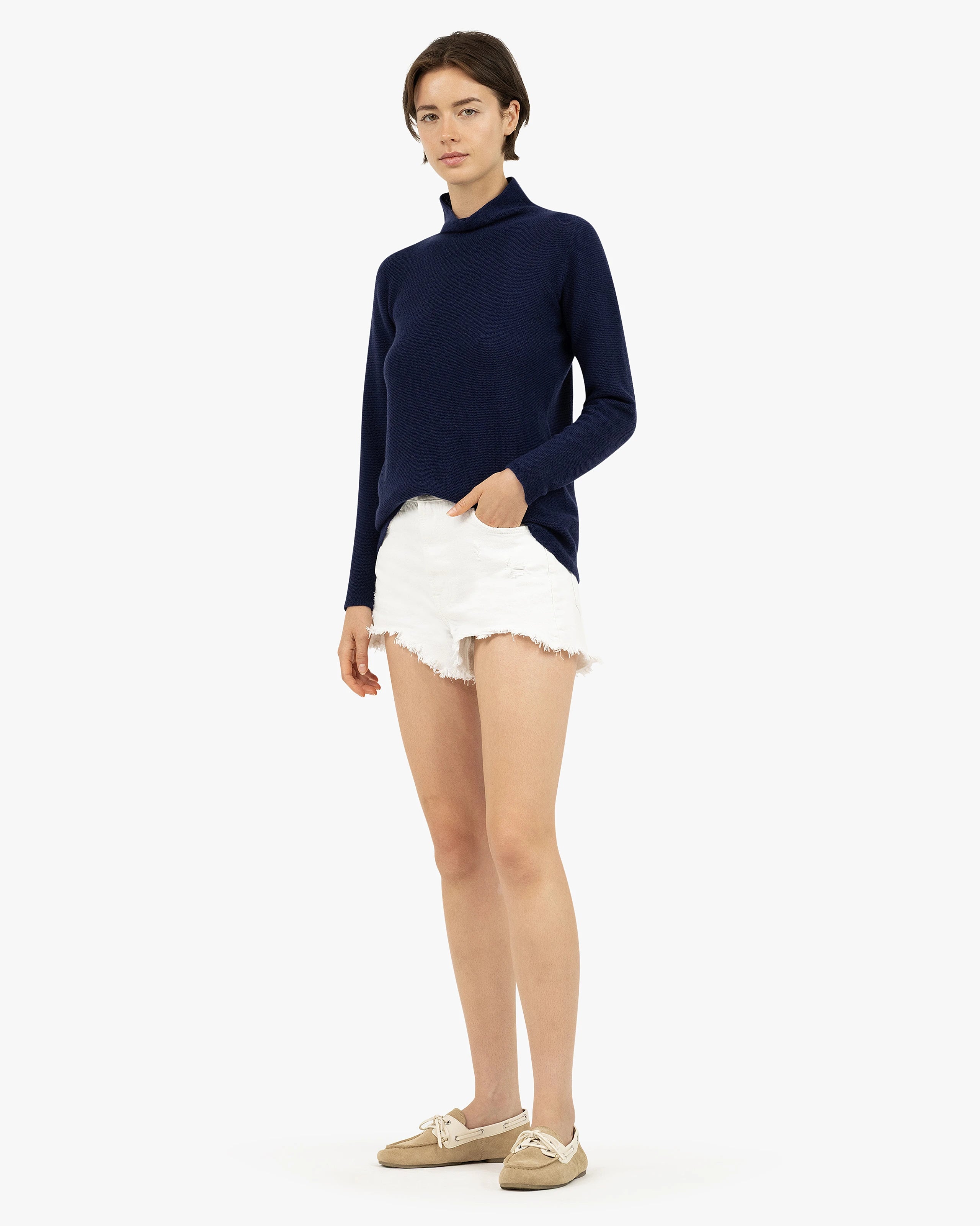 Soffio Mock Neck Sweater - Blue Cashmere