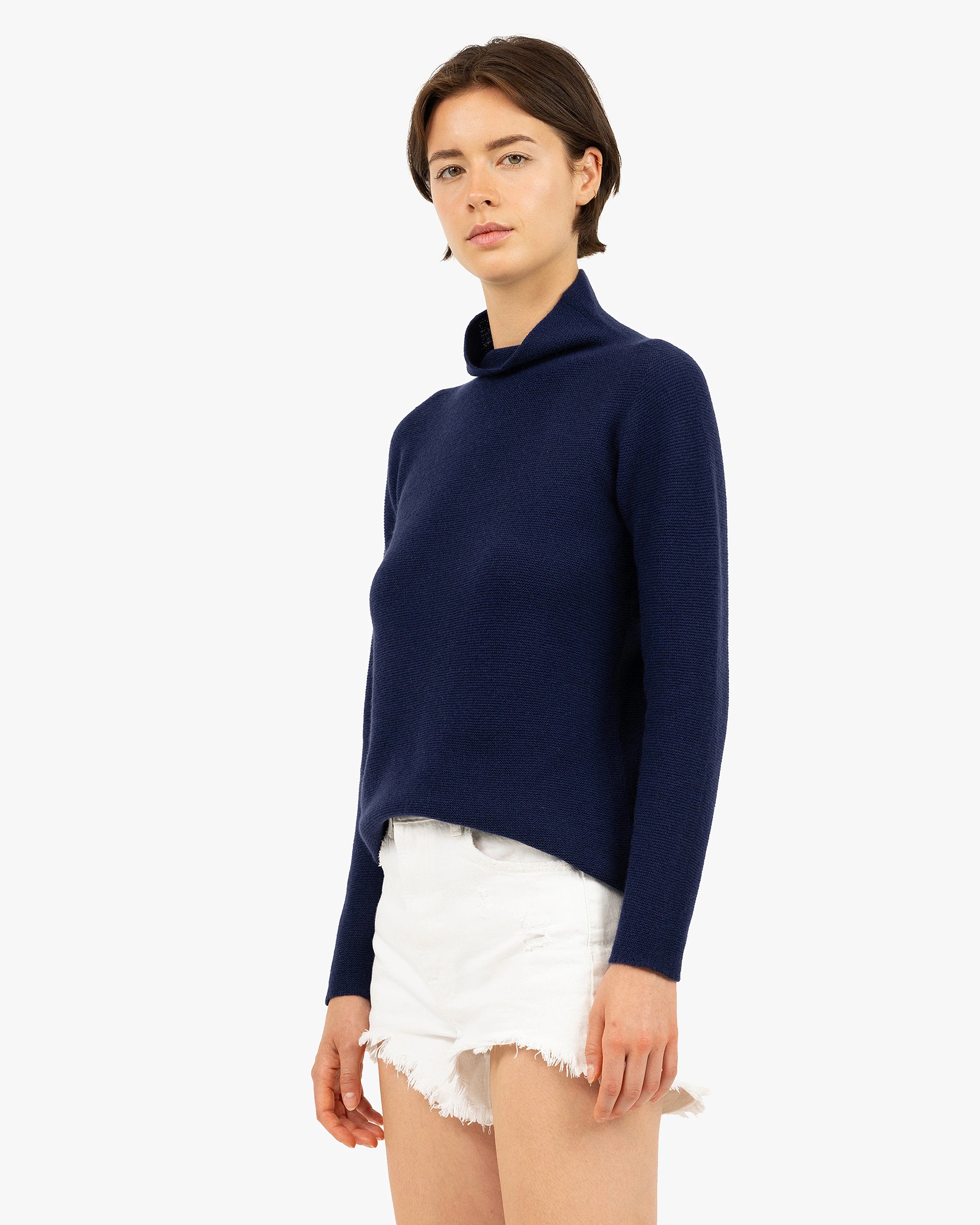 Soffio Mock Neck Sweater - Blue Cashmere