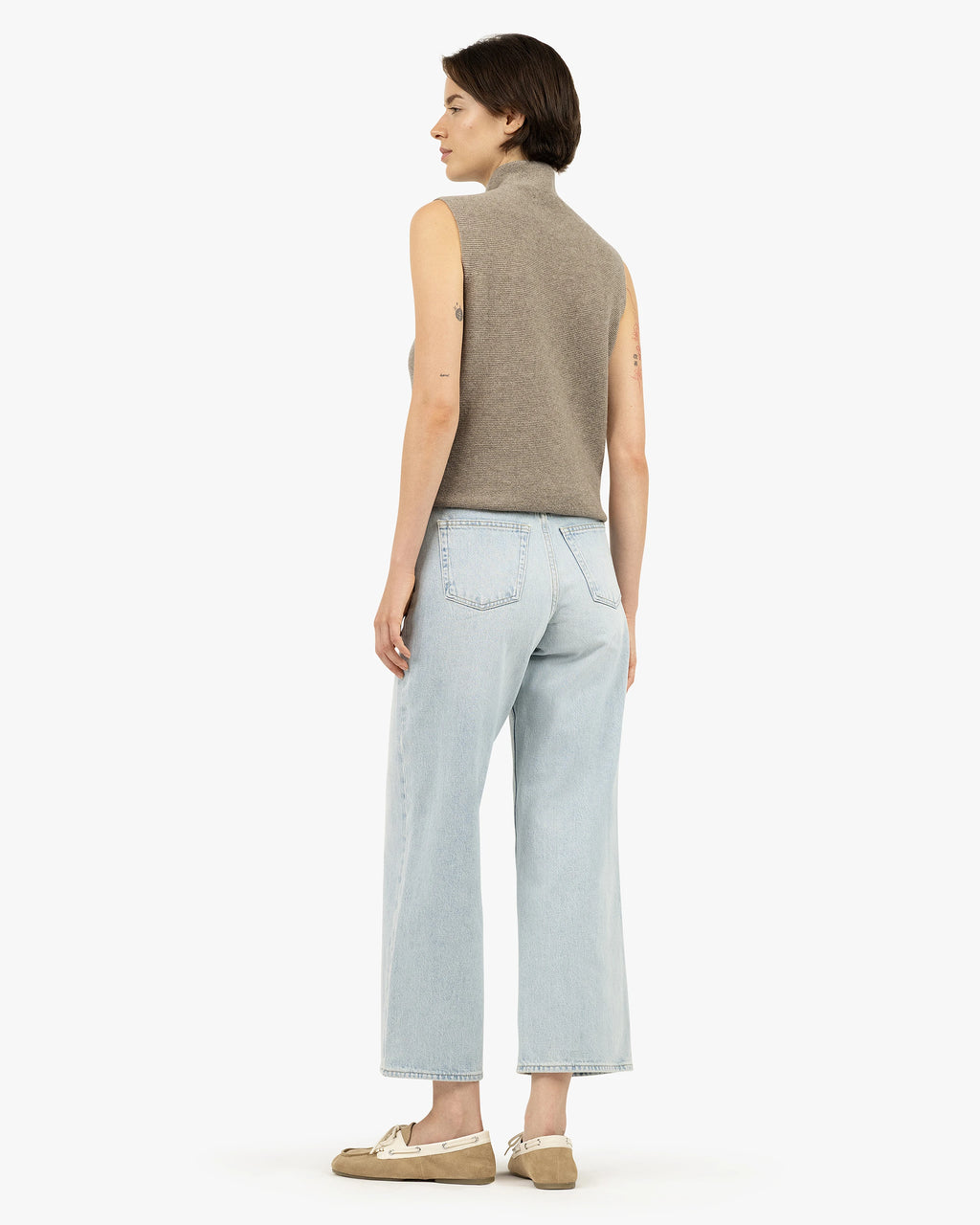 Soffio Mock Neck Top - Taupe Cashmere