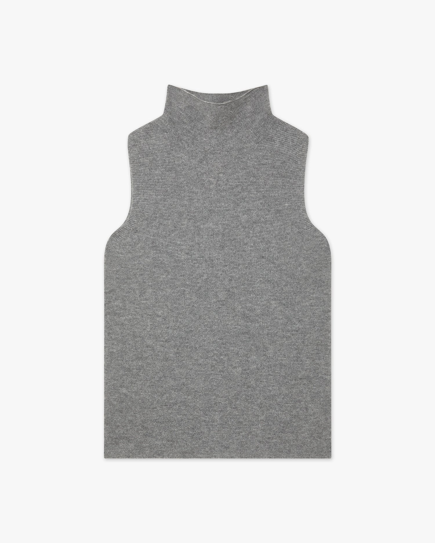 Soffio Mock Neck Top - Medium Grey Cashmere