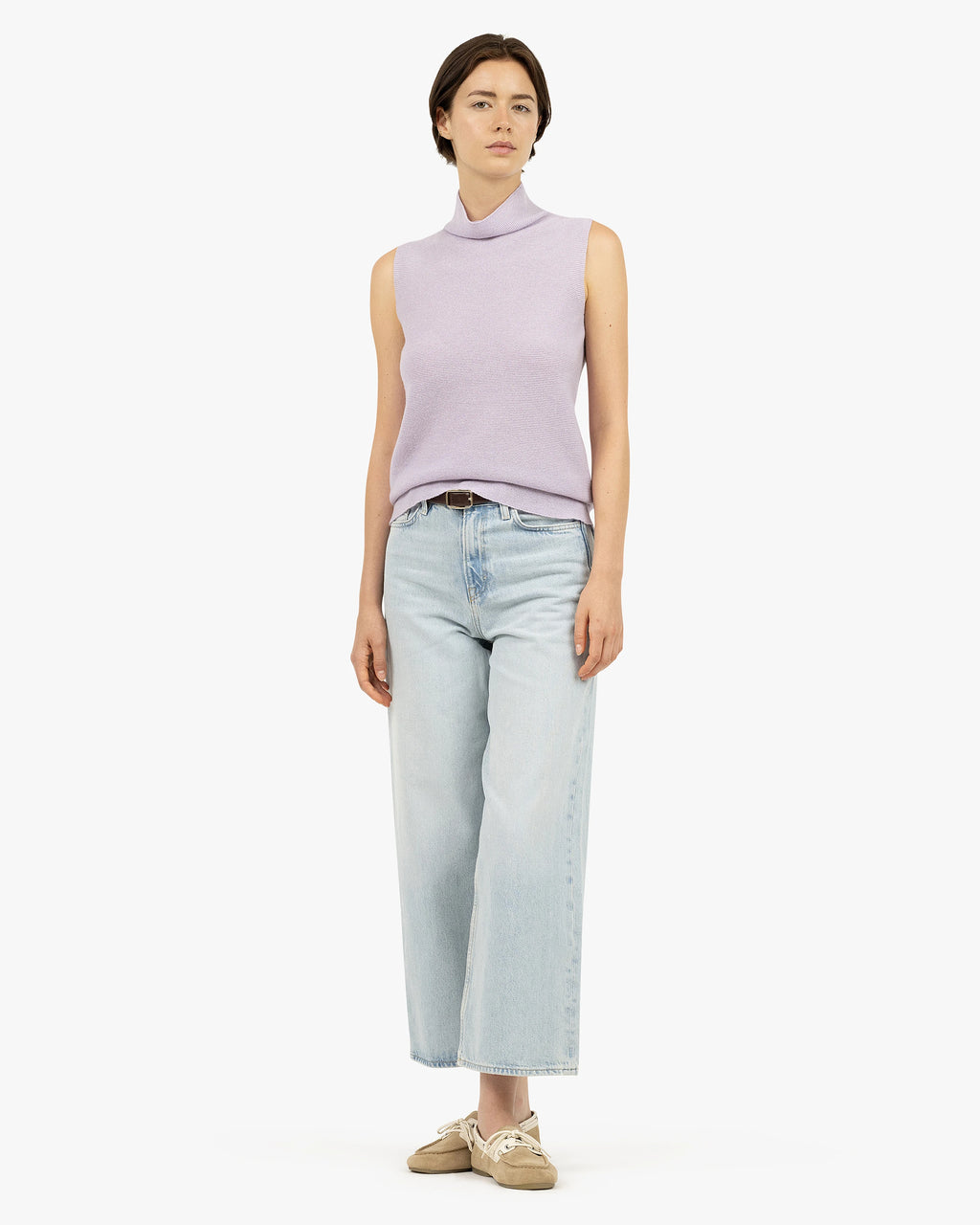 Soffio Mock Neck Top - Lilac Cashmere