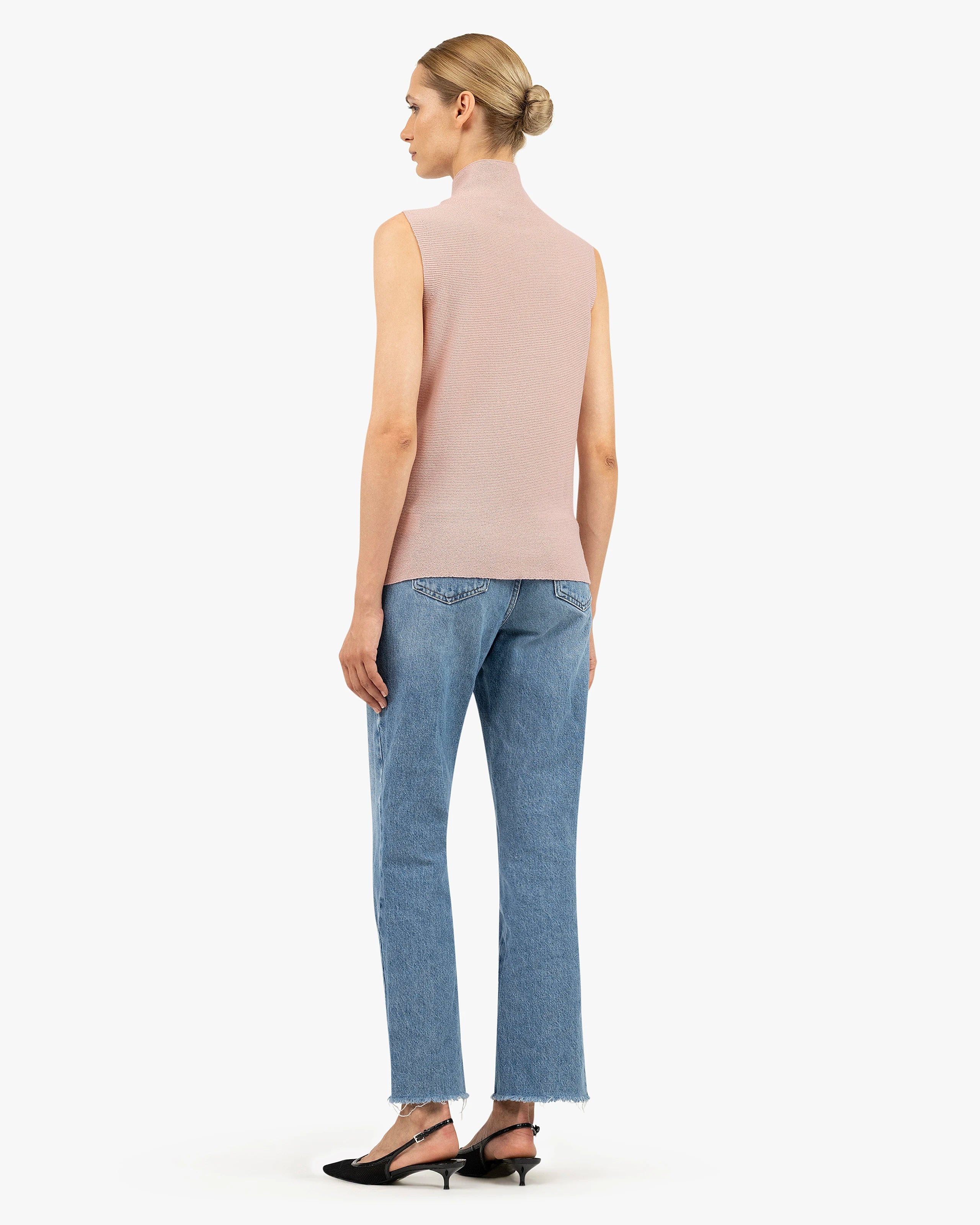 Soffio Mock Neck Top - Rose Cashmere