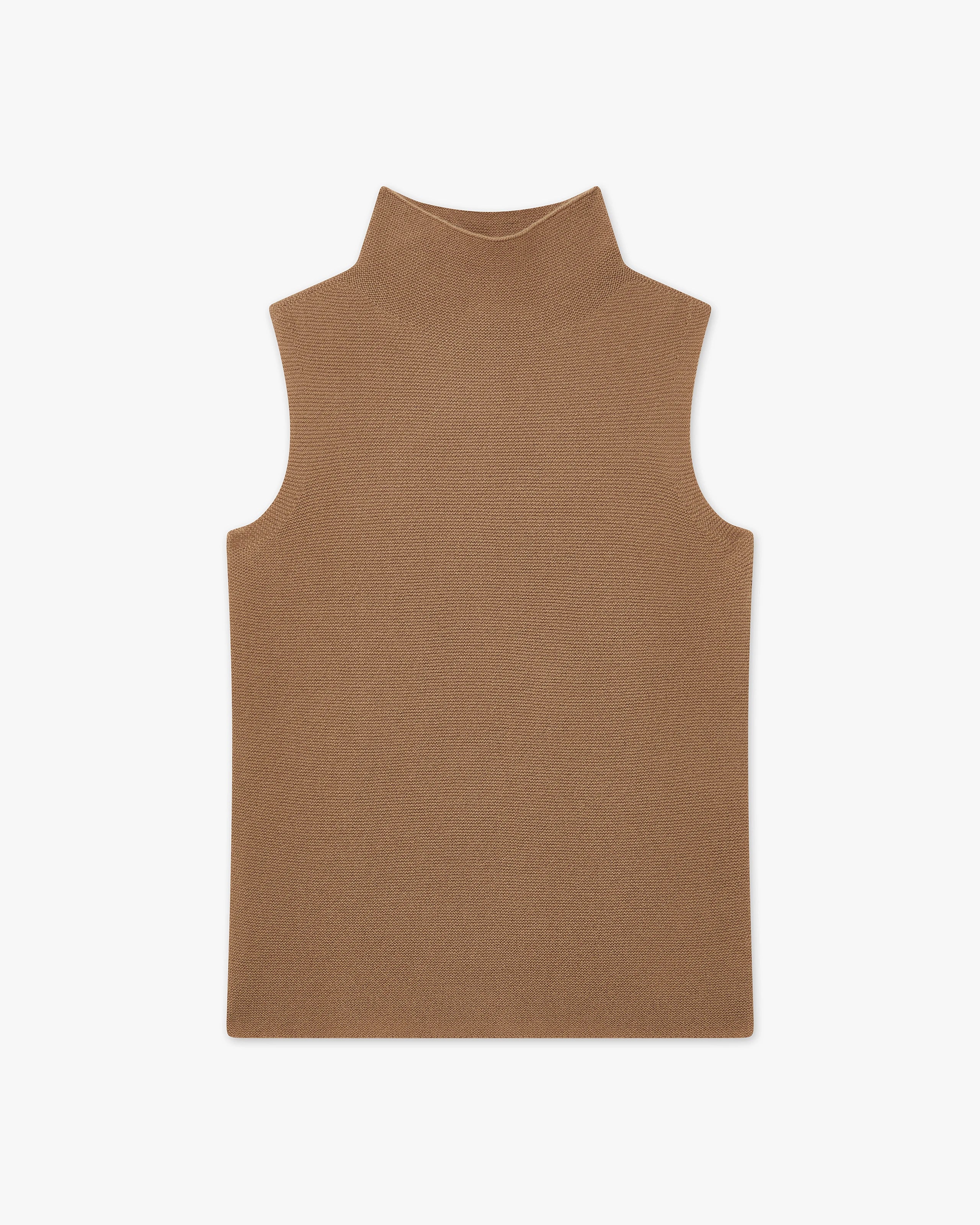 Soffio Mock Neck Top - Camel Cashmere