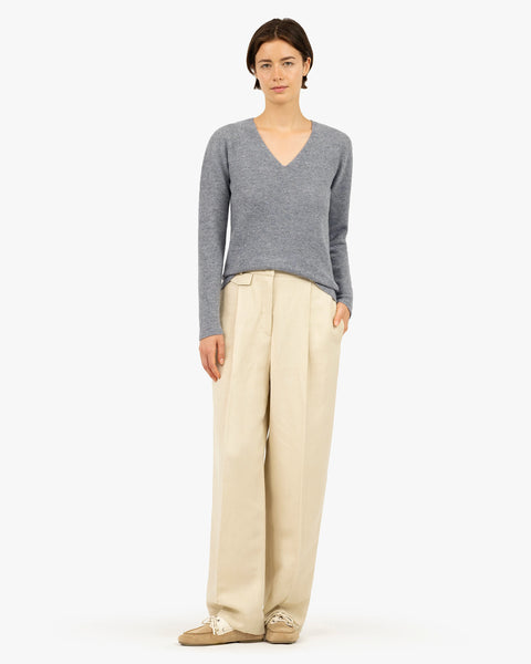 Women's Soffio V-Neck Sweater - Medium Grey Cashmere