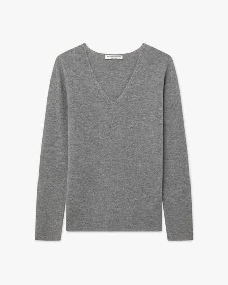 Women's Soffio V-Neck Sweater - Medium Grey Cashmere