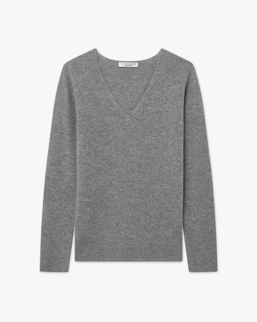 Women's Soffio V-Neck Sweater - Medium Grey Cashmere