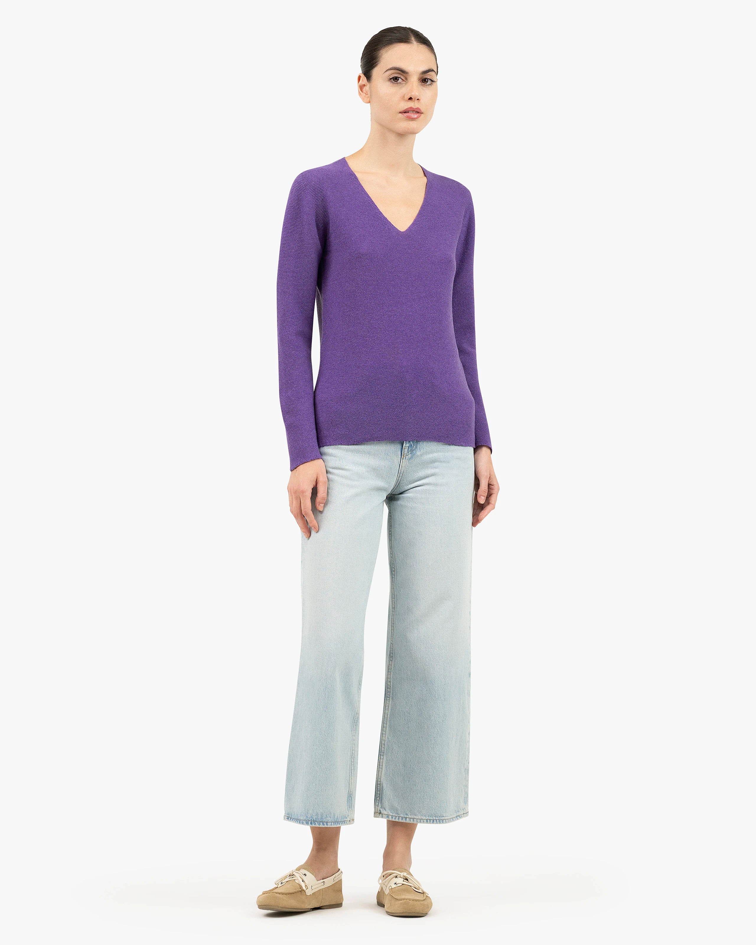 Women's Soffio V-Neck Sweater - Purple Cashmere