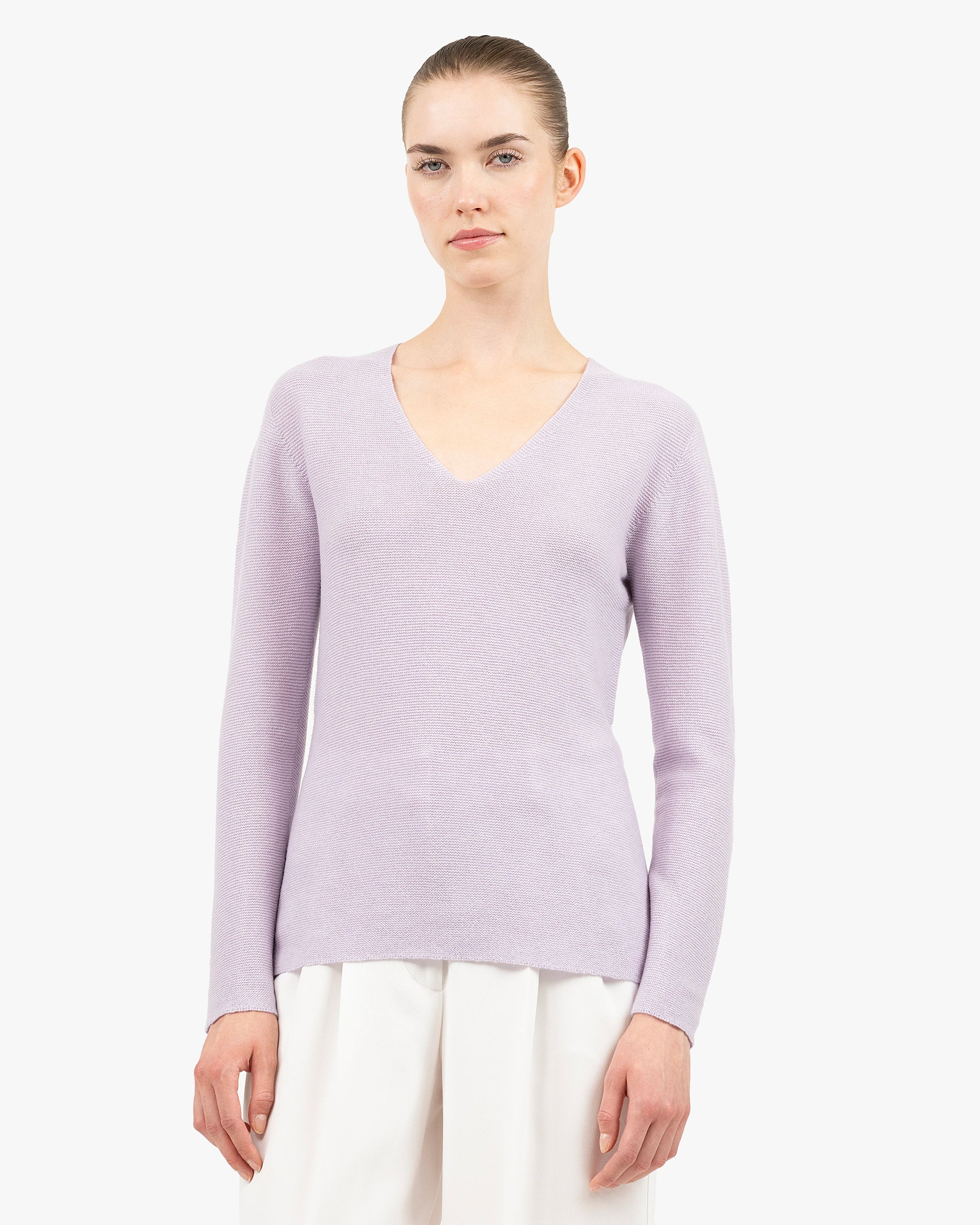Women's Soffio V-Neck Sweater - Lilac Cashmere