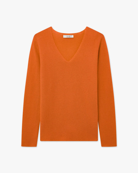 Women's Soffio V-Neck Sweater - Orange Cashmere