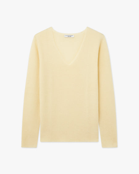 Women's Soffio V-Neck Sweater - Yellow Cashmere