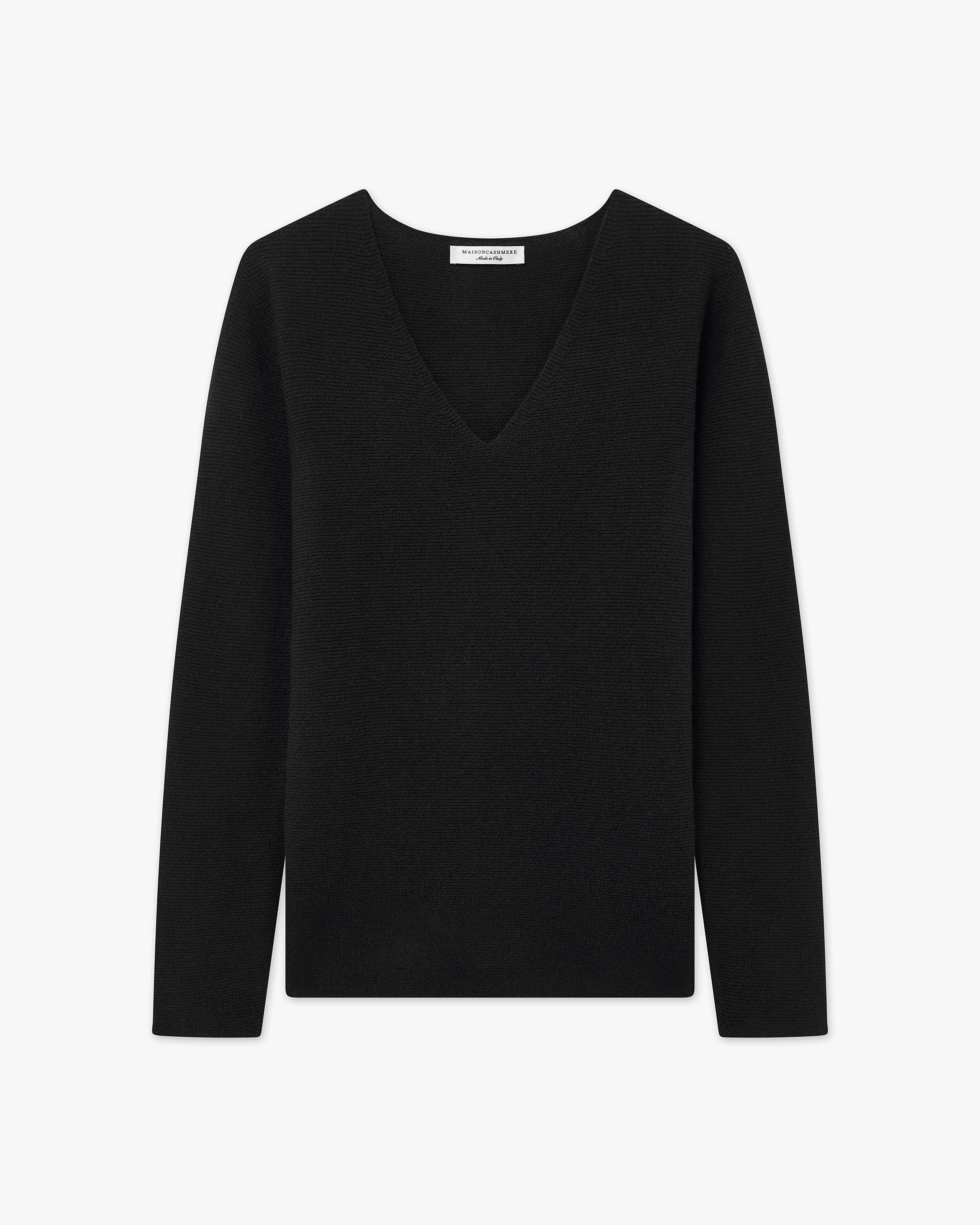 Women's Soffio V-Neck Sweater - Black Cashmere