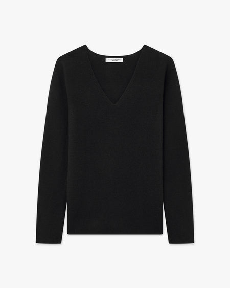 Women's Soffio V-Neck Sweater - Black Cashmere