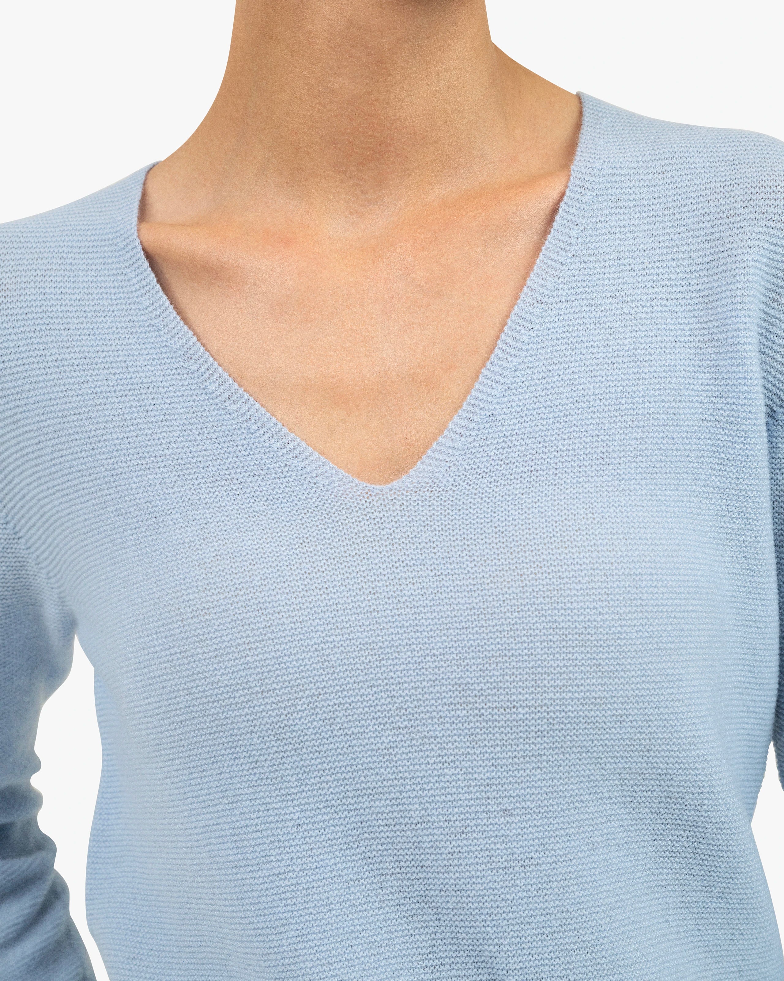 Women's Soffio V-Neck Sweater - Light Blue Cashmere