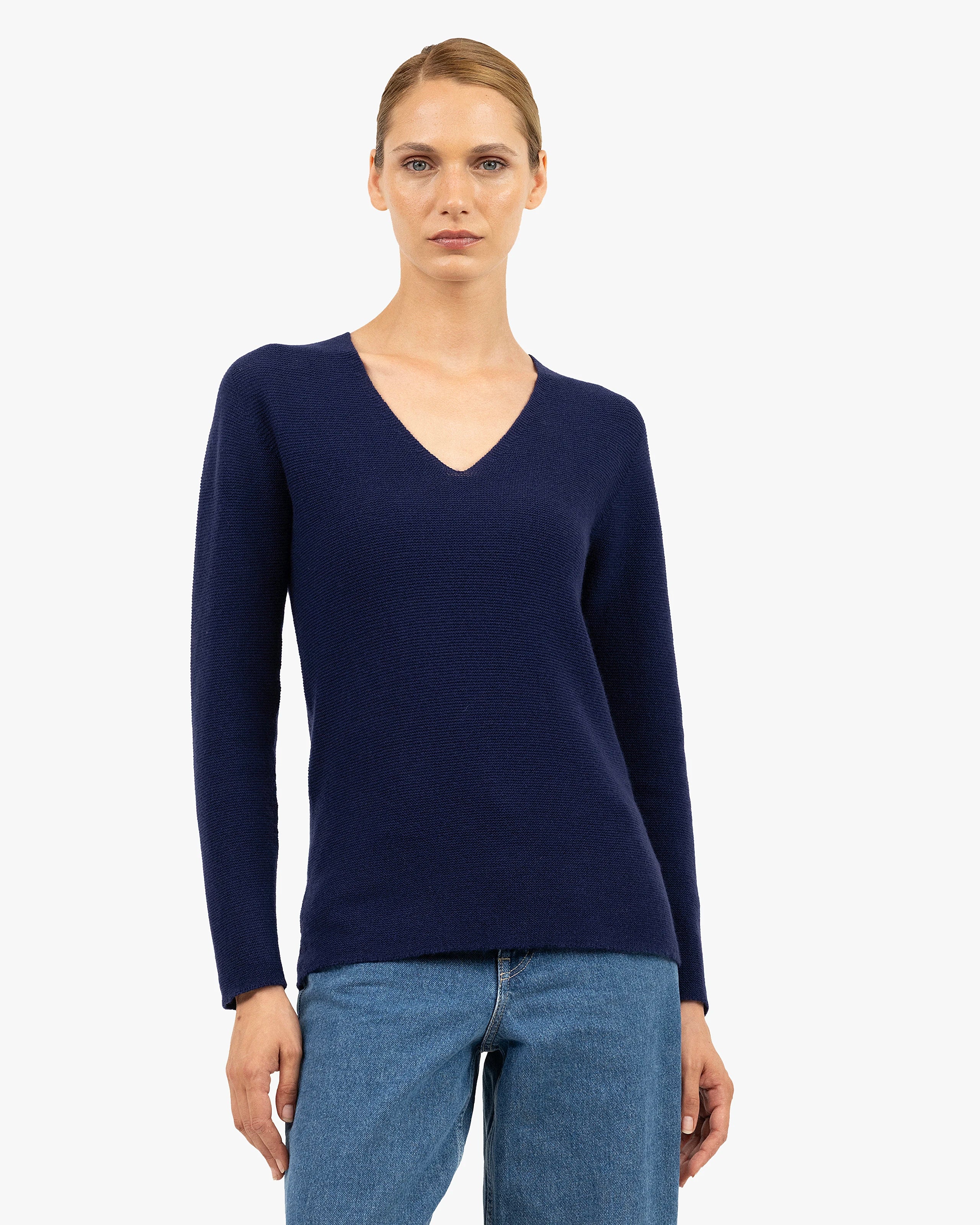 Women's Soffio V-Neck Sweater - Blue Cashmere