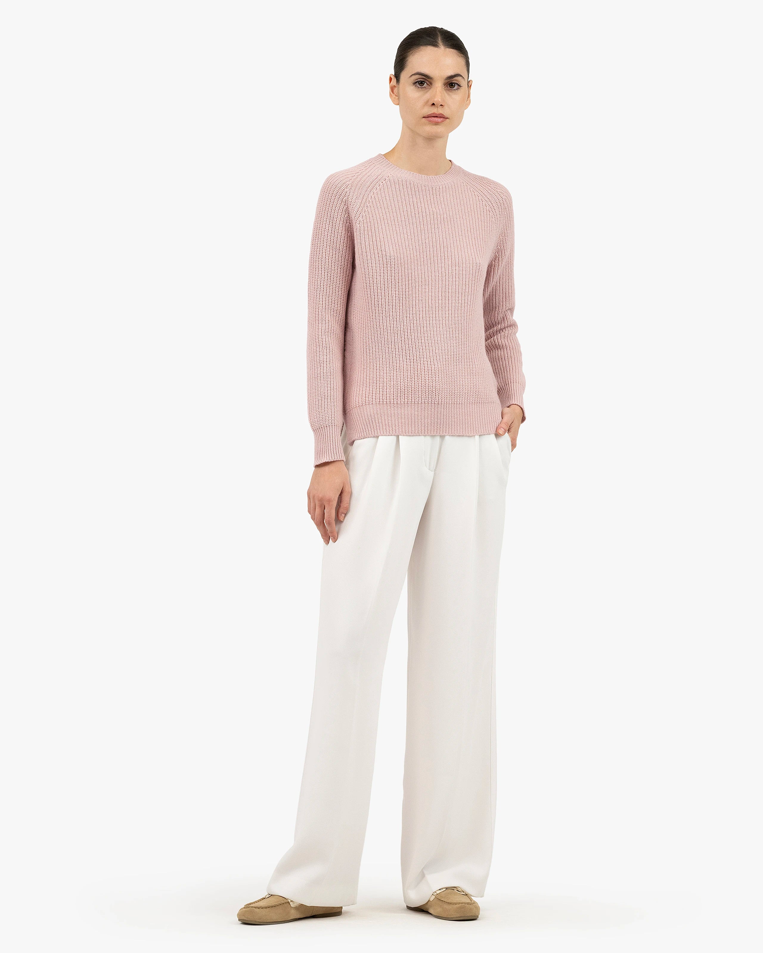 Women's Sorapis Crew Neck Sweater - Rose Cashmere