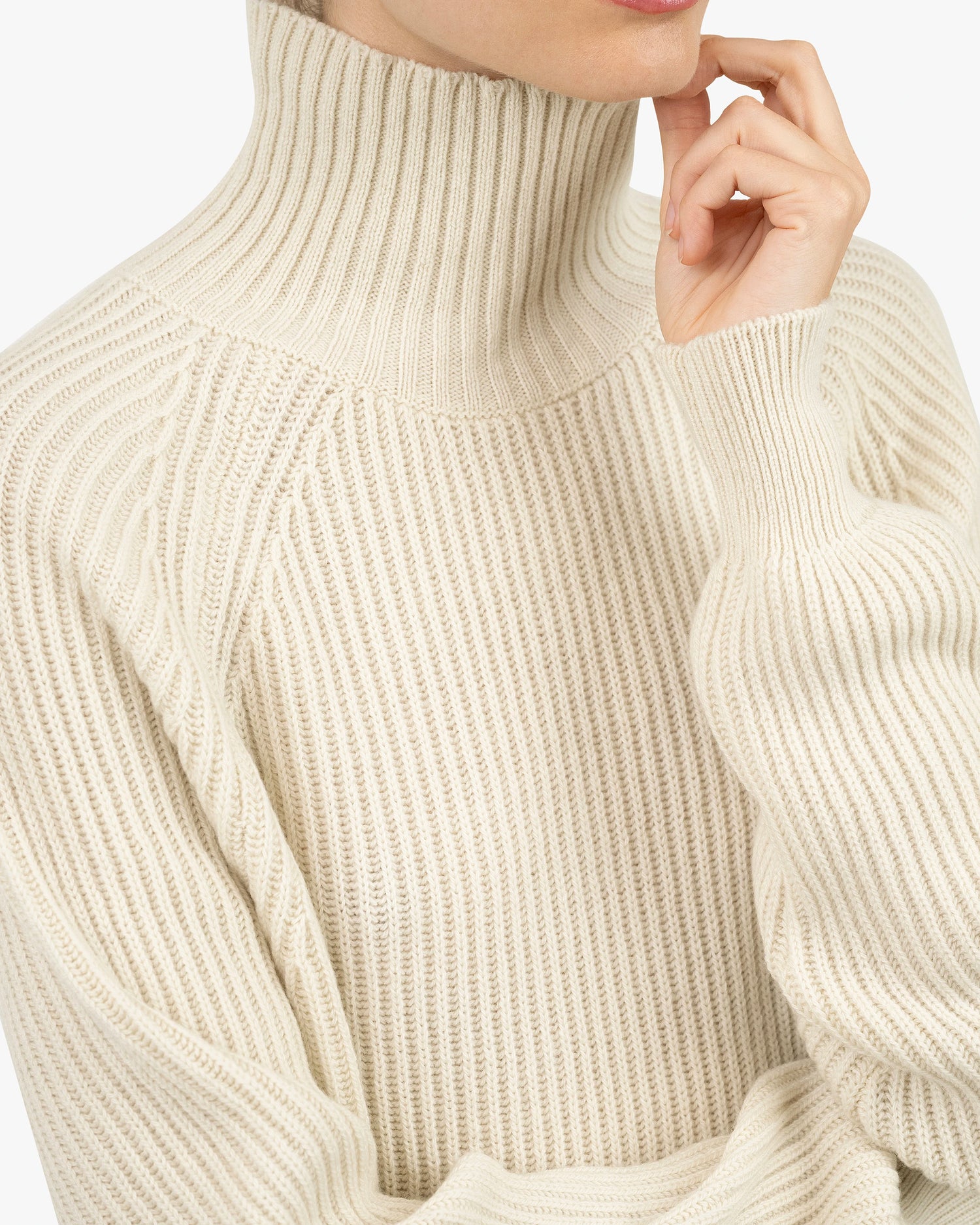 Women's Sorapis Cashmere Mock Neck Sweater White MaisonCashmere