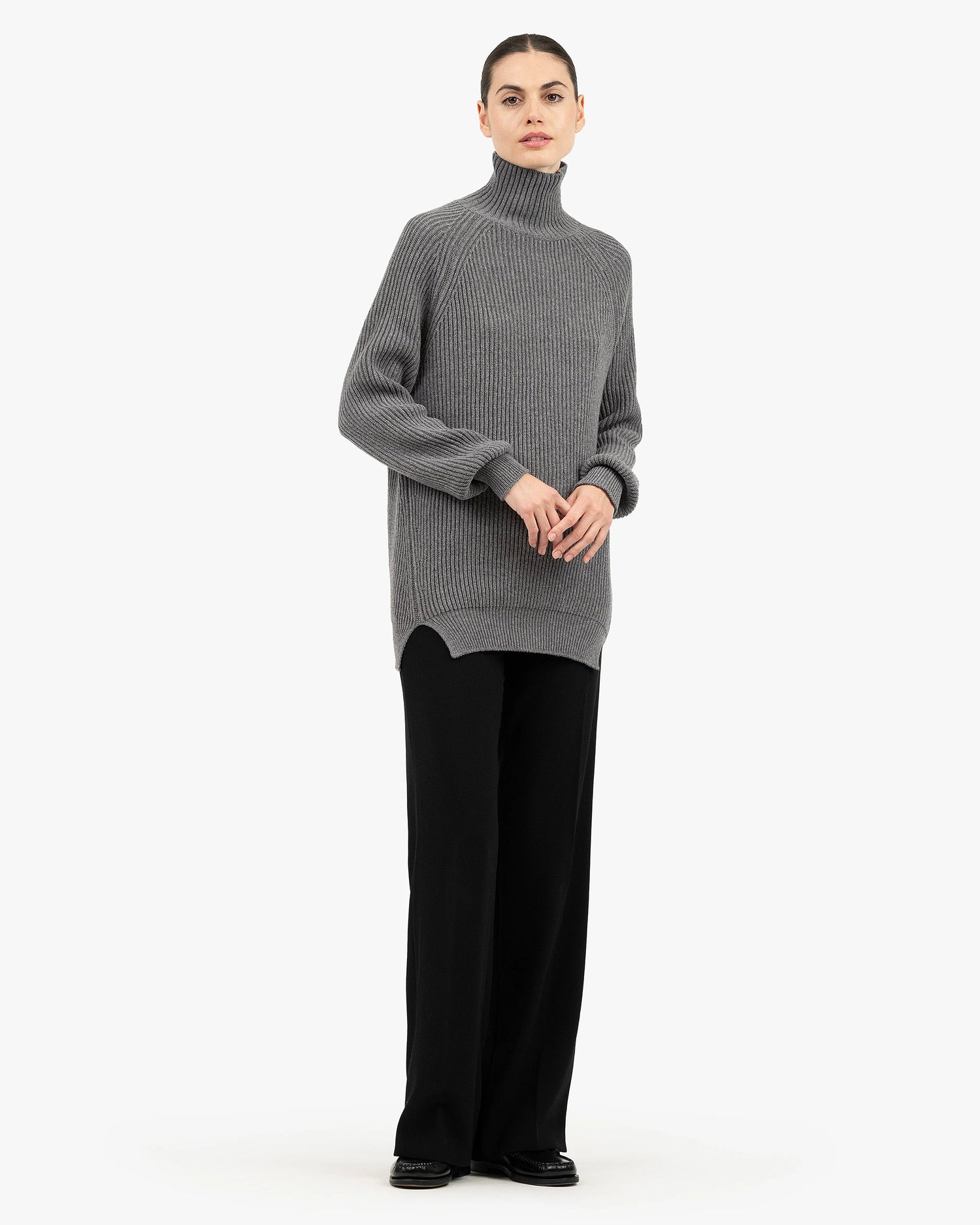 Sorapis Mock Neck Sweater - Grey Cashmere