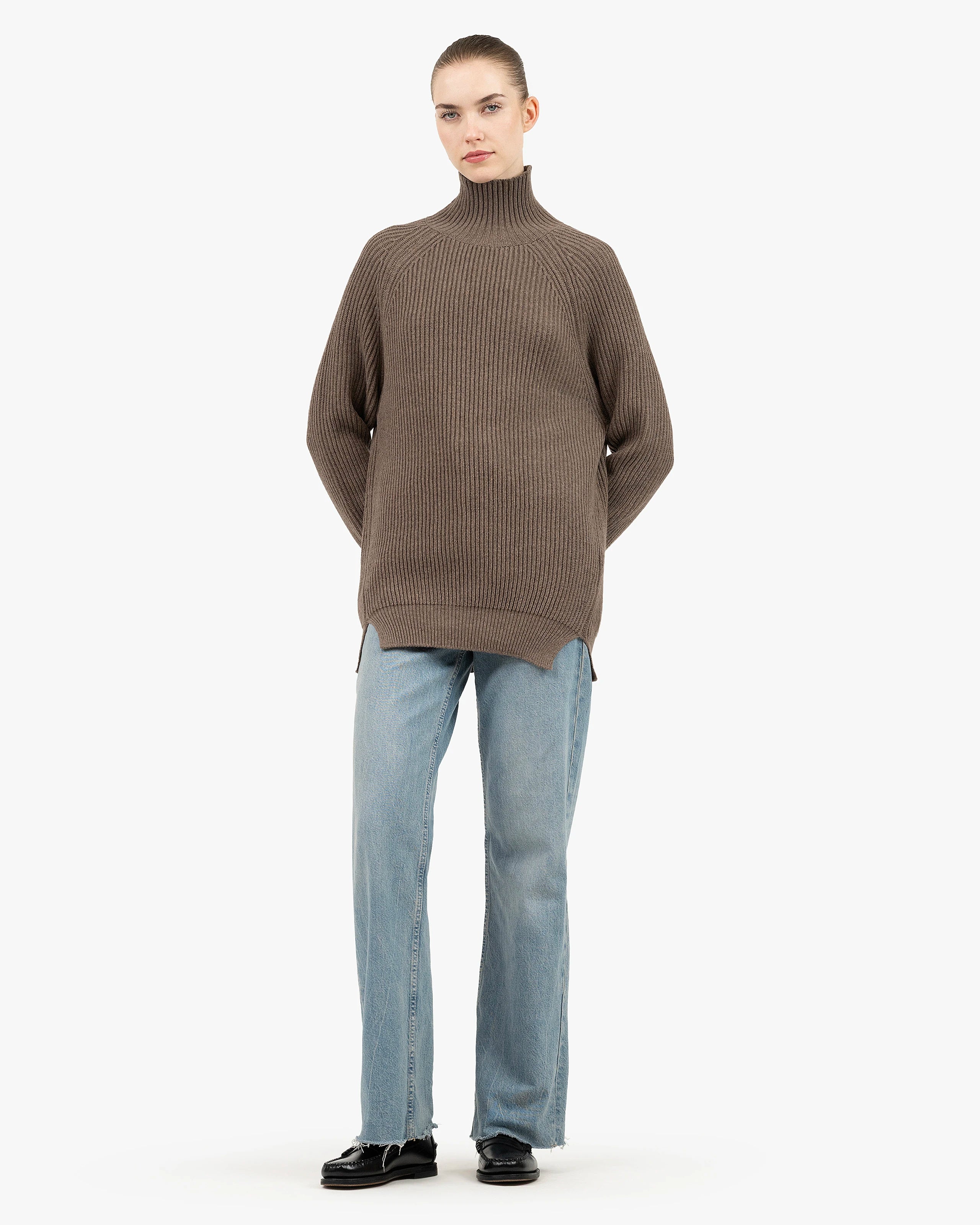 Sorapis Mock Neck Sweater - Brown Cashmere