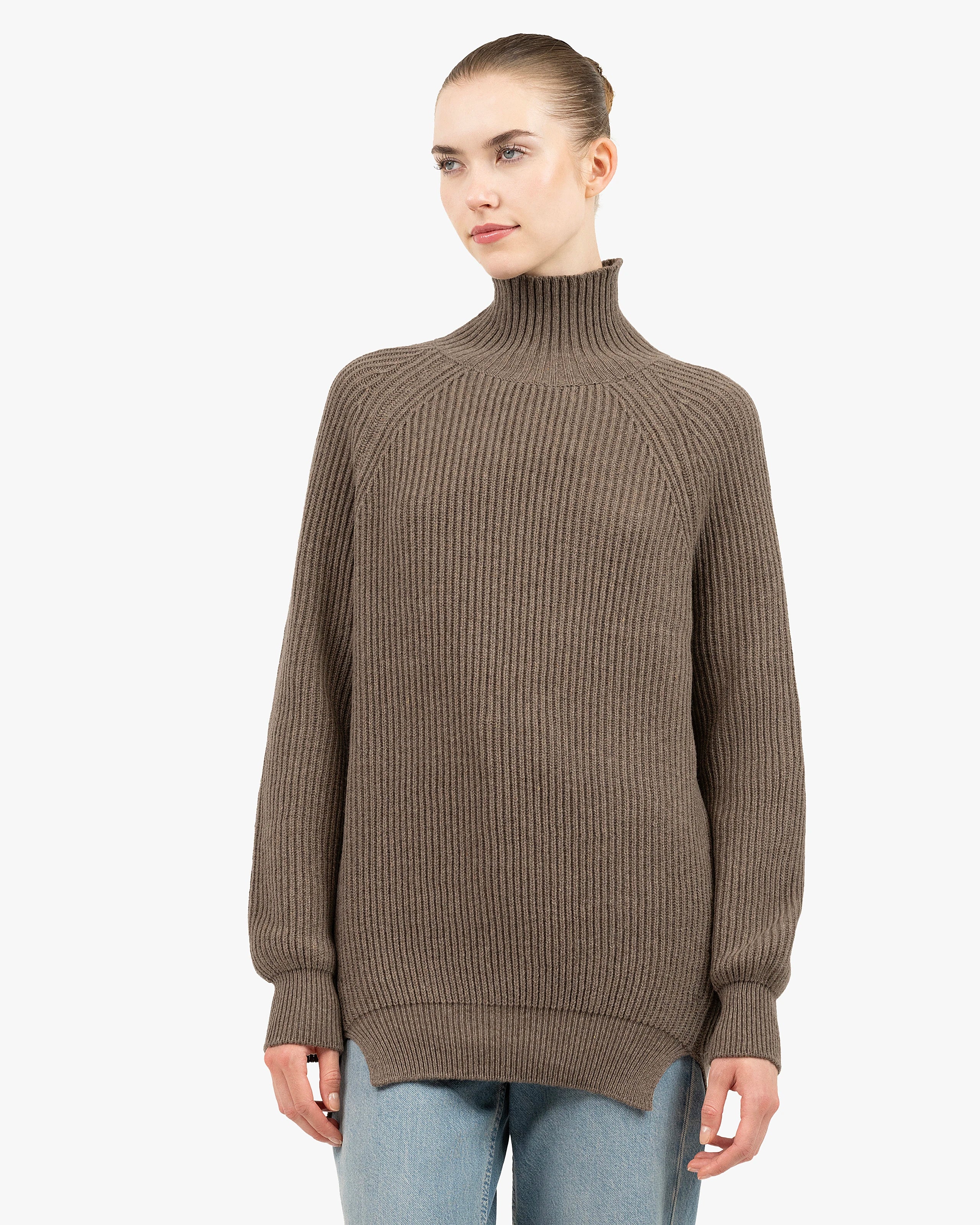 Sorapis Mock Neck Sweater - Brown Cashmere