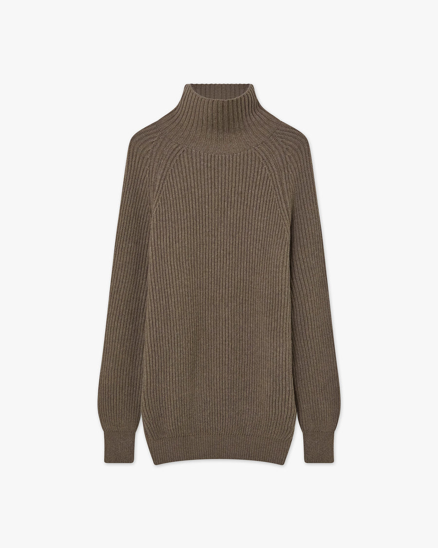Sorapis Mock Neck Sweater - Brown Cashmere