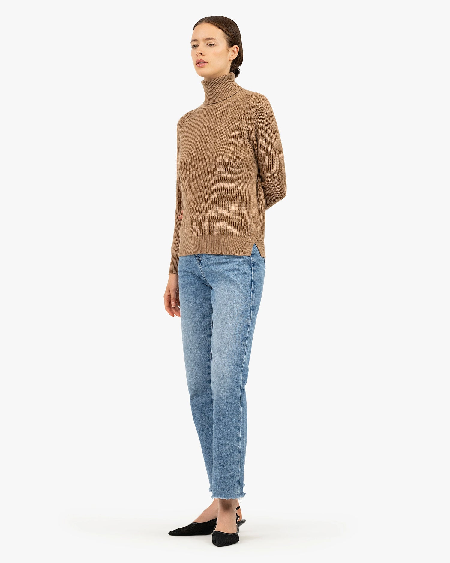 Women's Sorapis Cashmere Roll Neck Jumper Camel MaisonCashmere