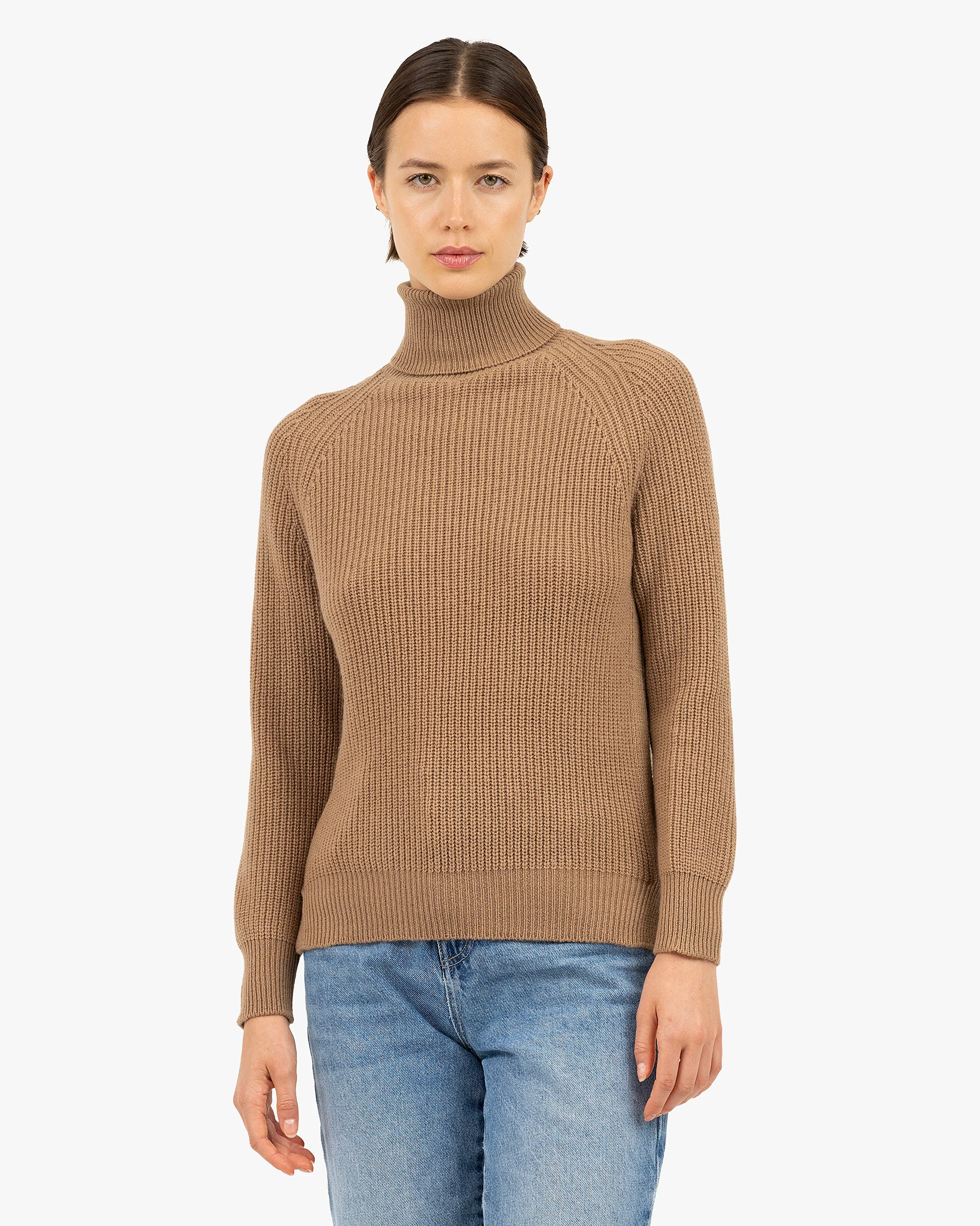 Women's Sorapis Cashmere Turtleneck Sweater - Camel | MaisonCashmere Women's Sorapis Cashmere Turtleneck Sweater - Camel | MaisonCashmere
