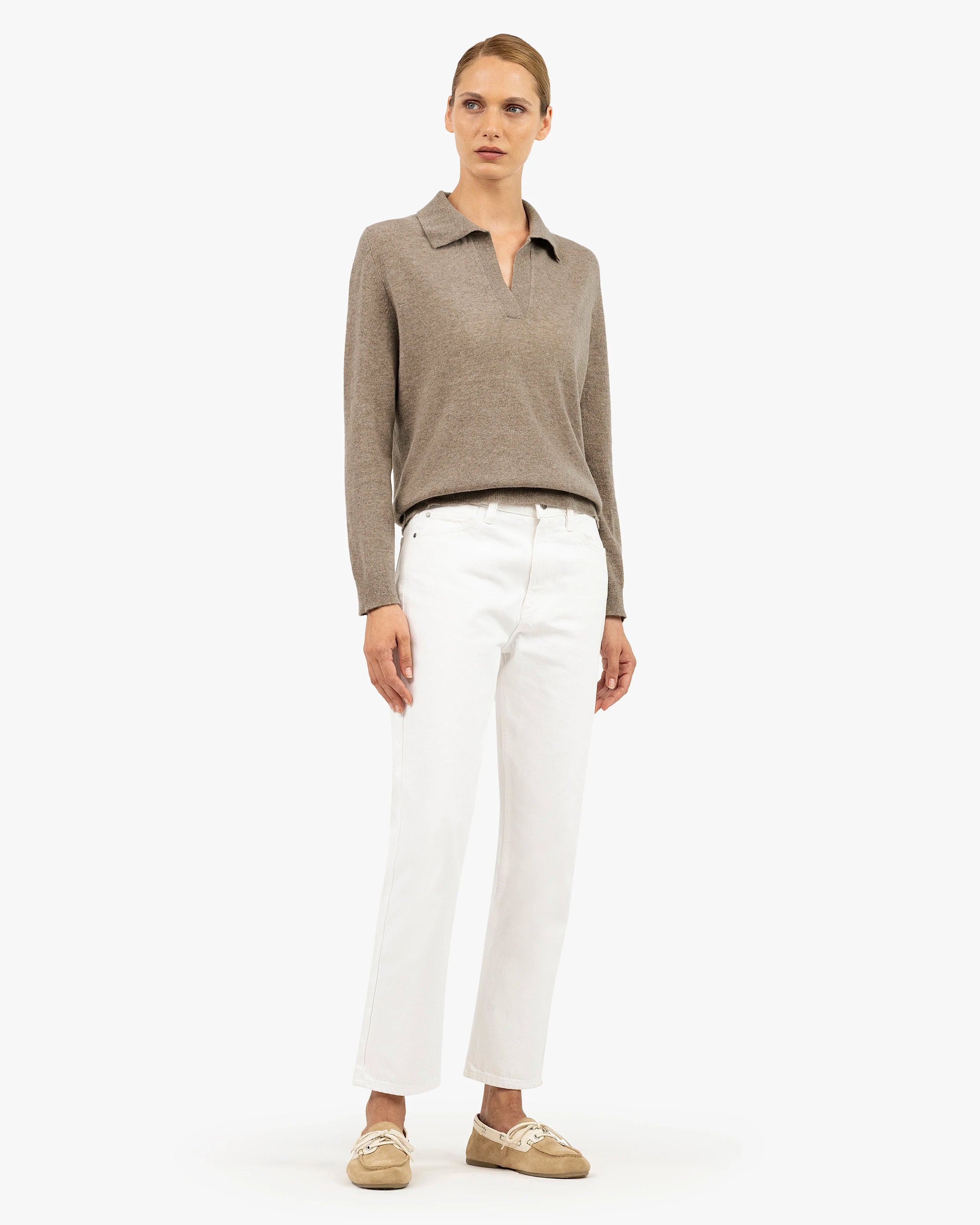 Women's Stresa Polo Sweater - Taupe Cashmere
