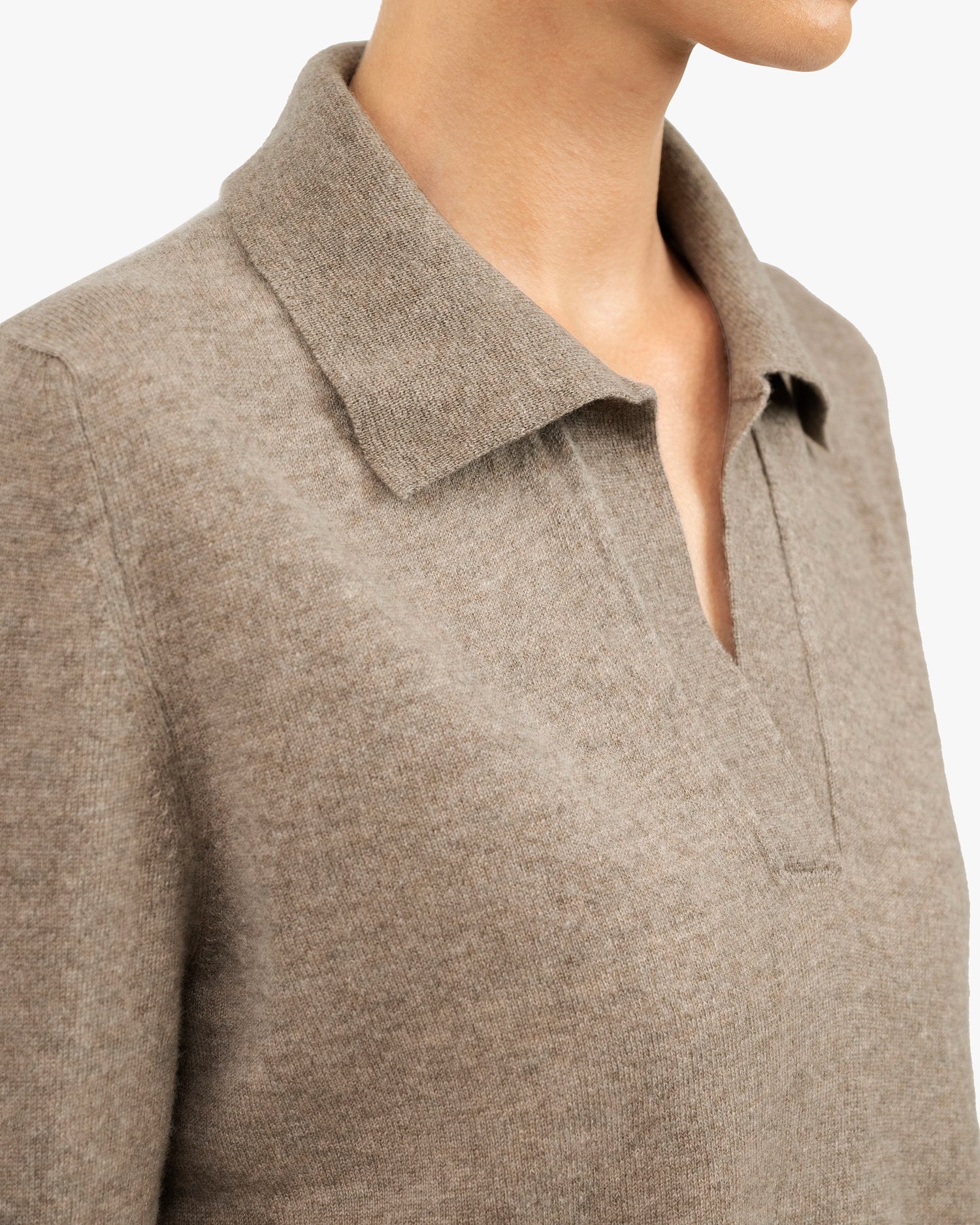 Stresa Kaschmir Polo-Pullover Damen Taupe MaisonCashmere